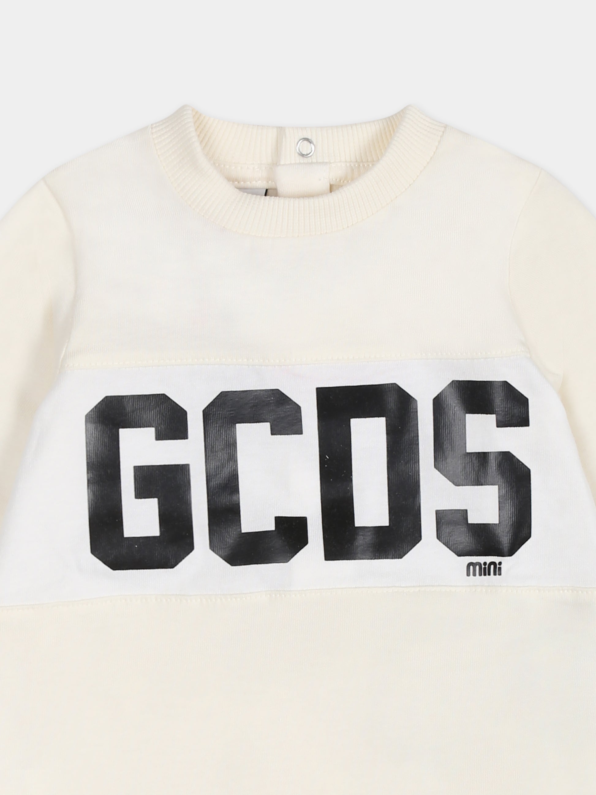 Tutina bianca per neonati con logo,Gcds Kids,GUY00R LCA33 10063