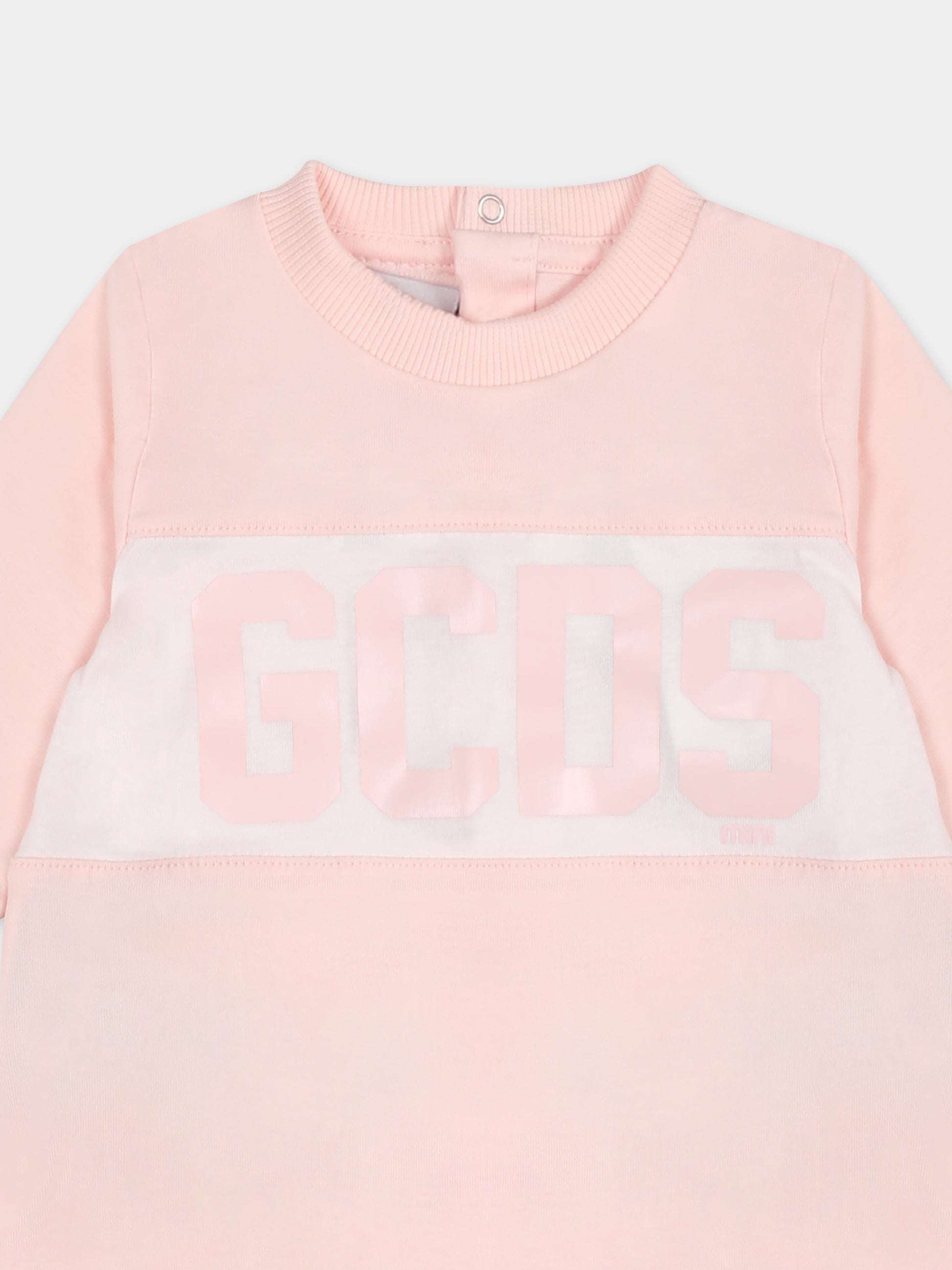 Tutina rosa per neonata con logo,Gcds Kids,GUY00R LCA33 52483