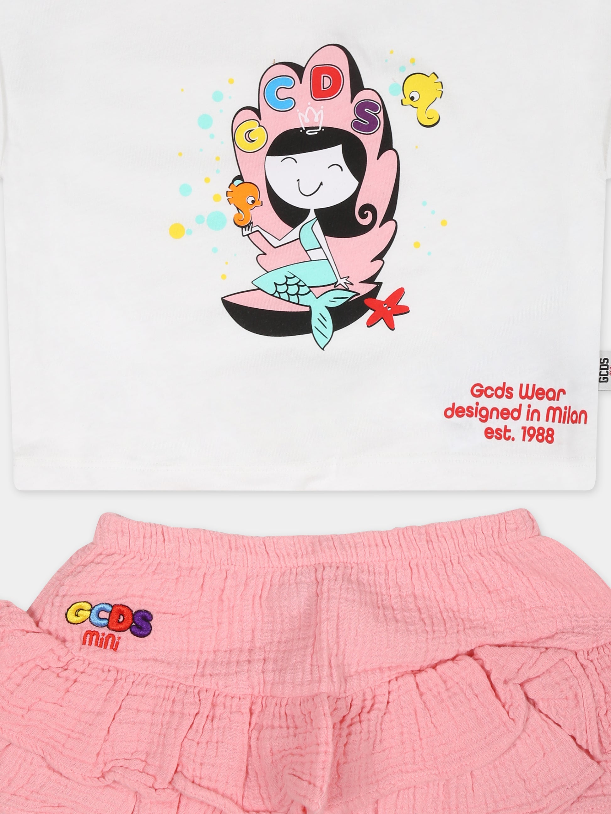 Completo per neonata con stampa sirena,Gcds Kids,GDG002 L1A09 84533