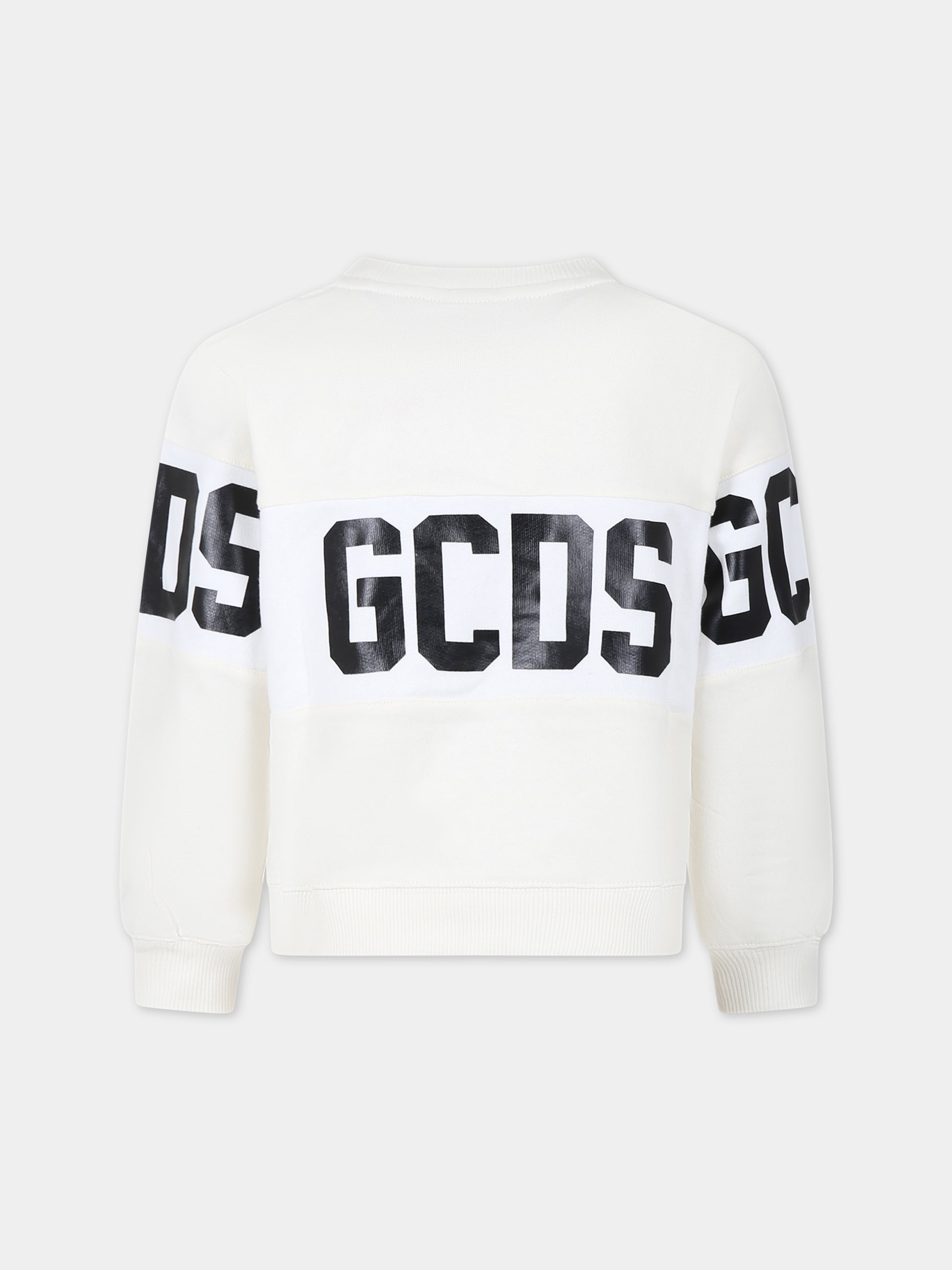 Felpa bianca per bambini con logo,Gcds Kids,DNF005 LCA33 10063