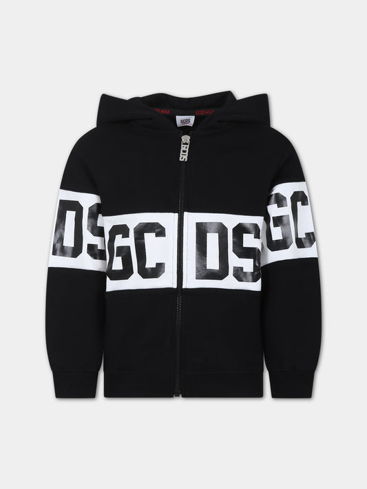 Felpa nera per bambini con logo,Gcds Kids,DNF004 LCA33 60100