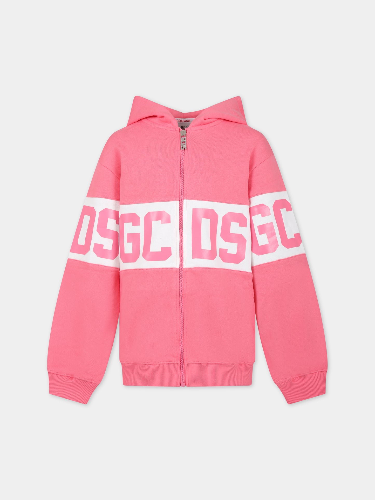 Felpa rosa per bambina con logo,Gcds Kids,DNF004 LCA33 51452