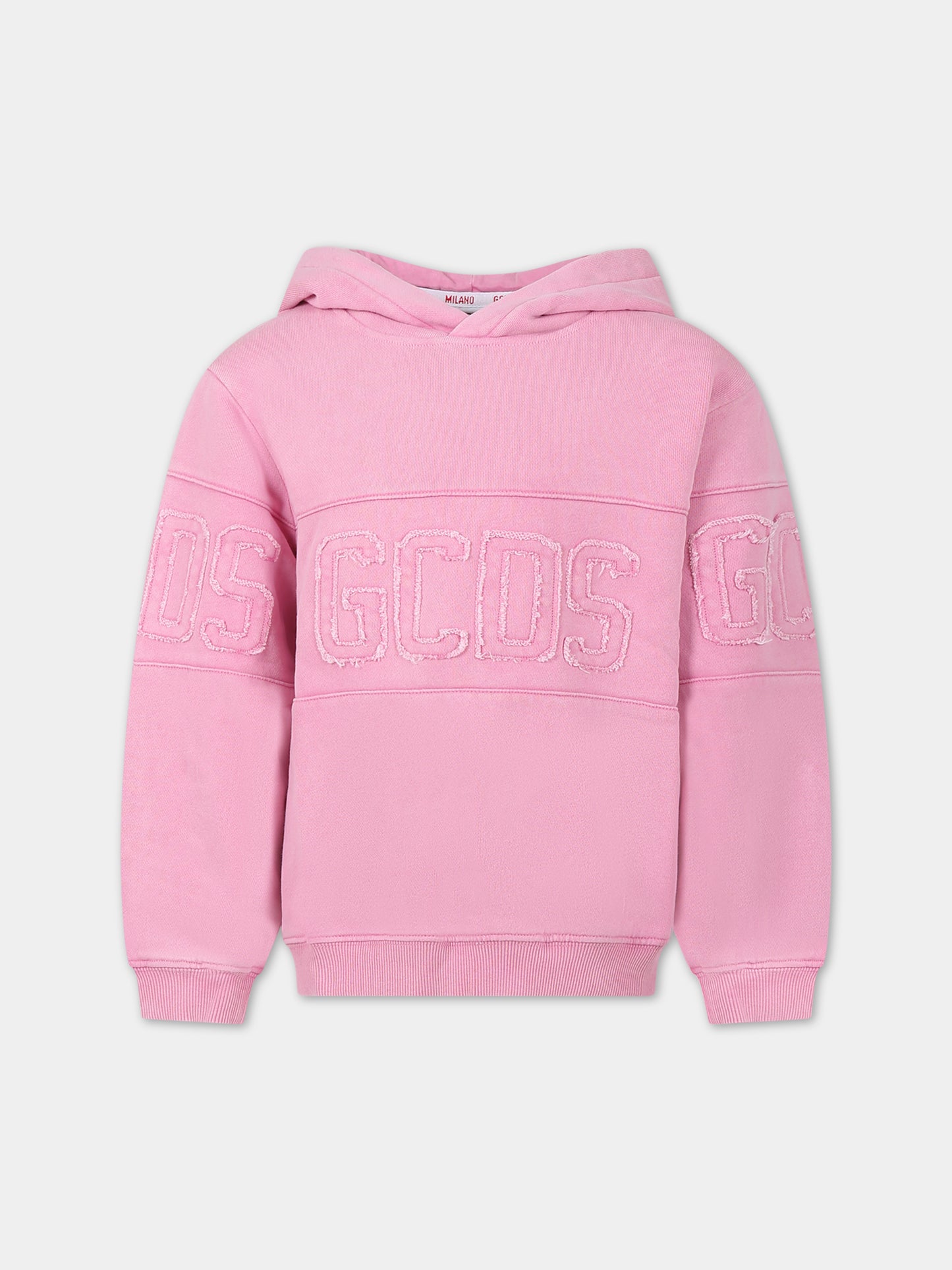 Felpa rosa per bambina con logo,Gcds Kids,DMF00D LCC01 52861