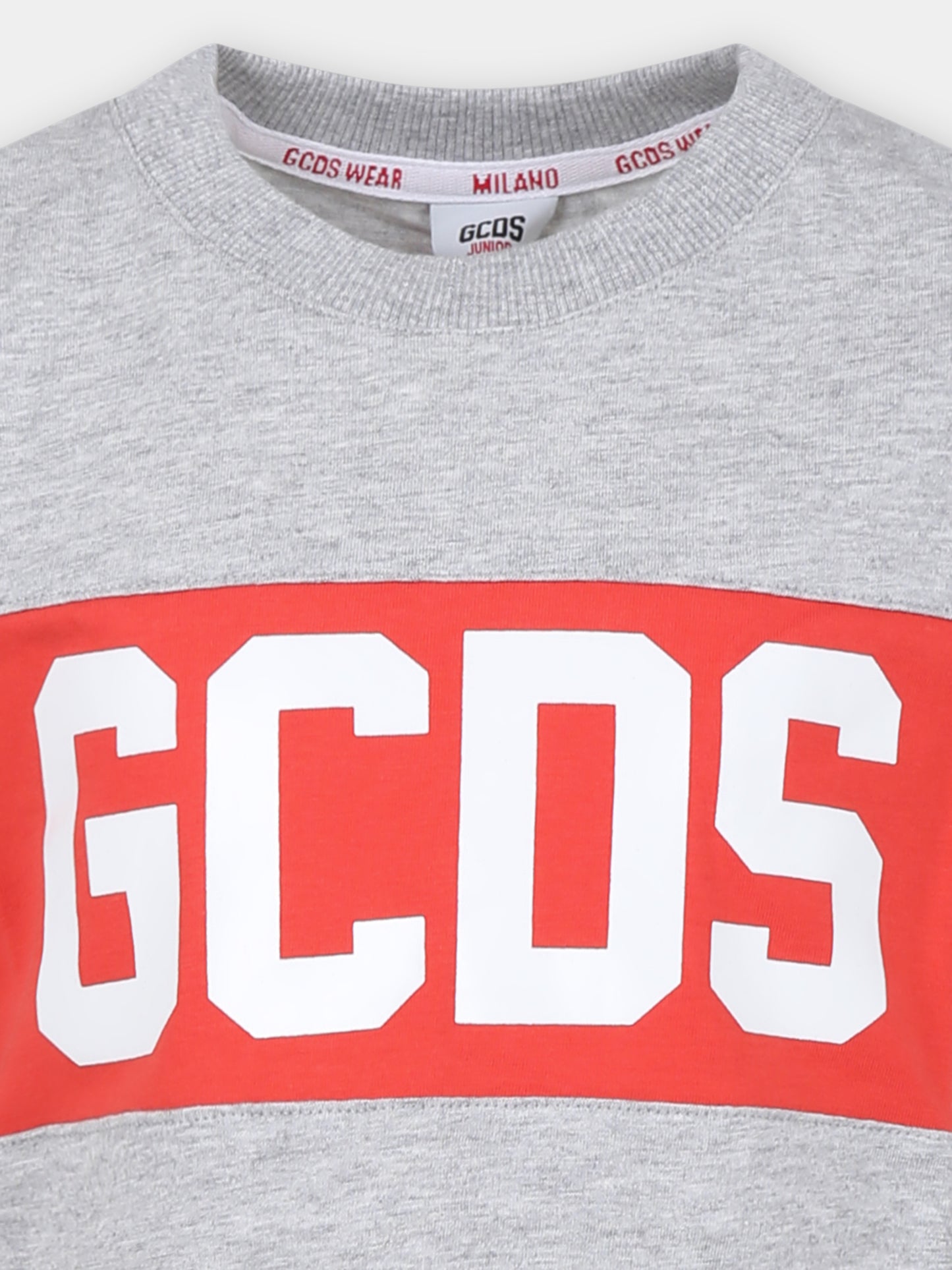 T-shirt grigia per bambini con logo,Gcds Kids,DNM005 LAA22 60926
