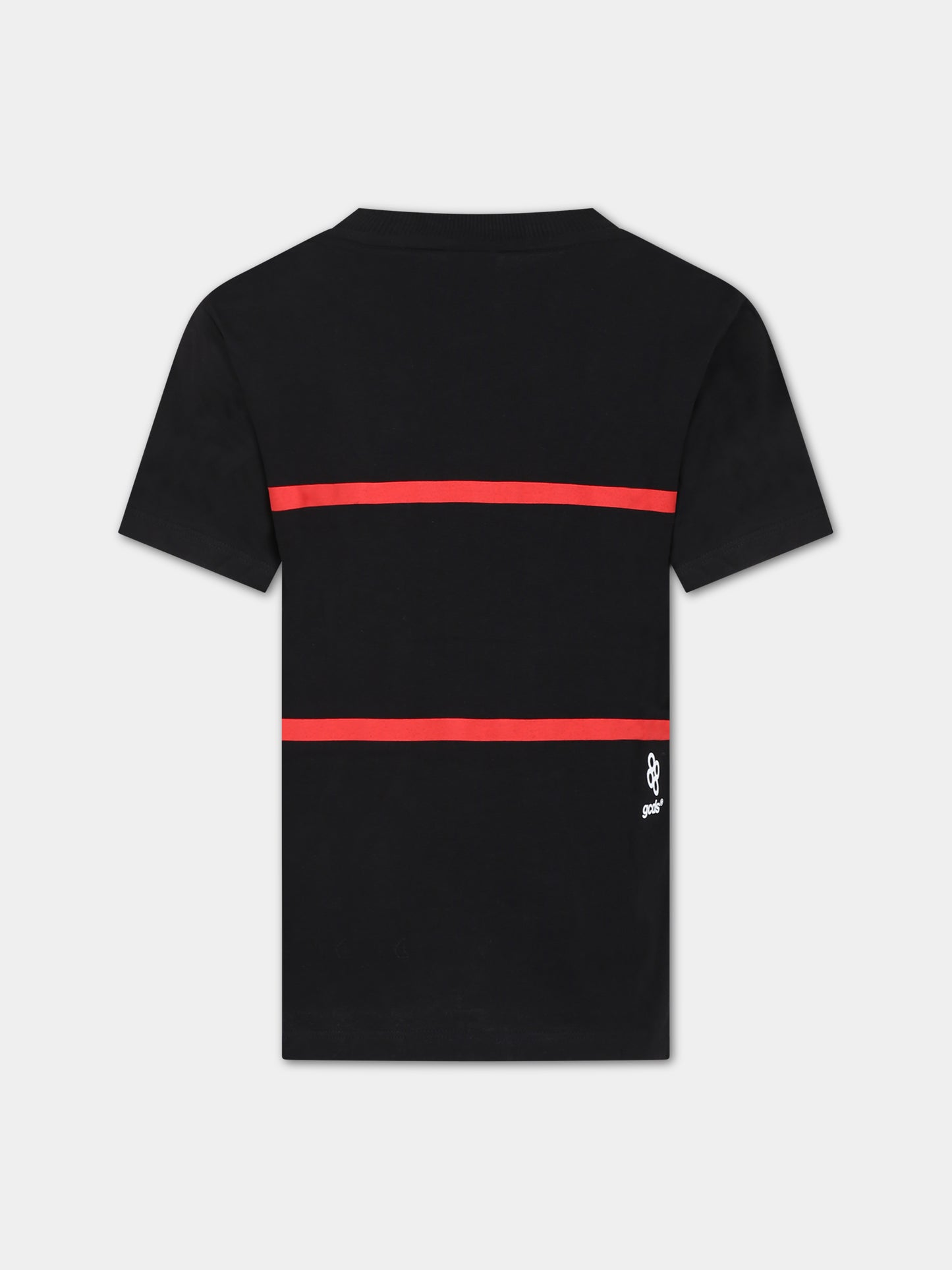 T-shirt nera per bambino con righe rosse,Gcds Kids,DUM00I LAA29 60100