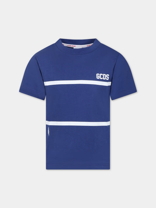 T-shirt blu per bambino con logo,Gcds Kids,DUM00I LAA29 40263