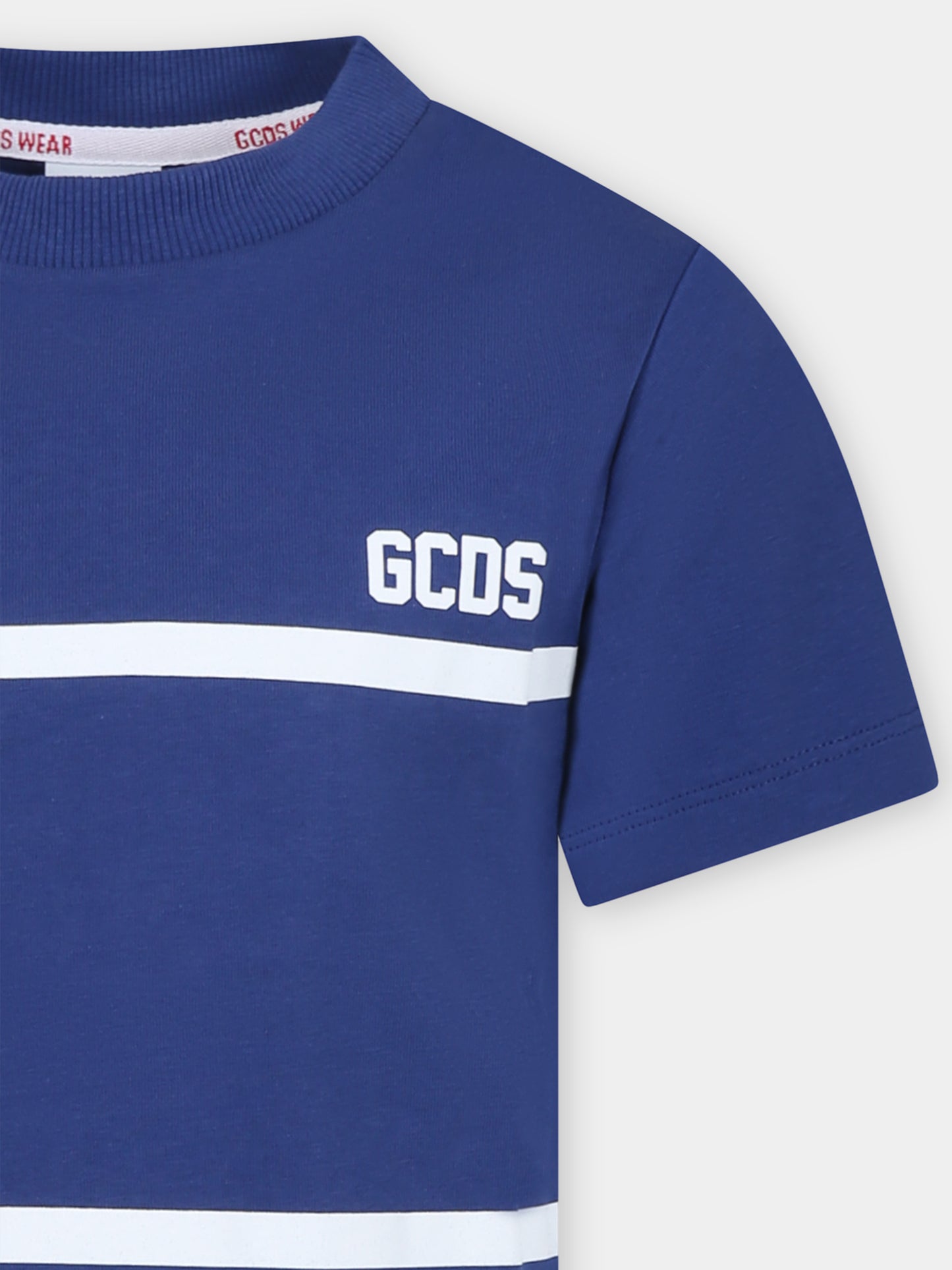 T-shirt blu per bambino con logo,Gcds Kids,DUM00I LAA29 40263