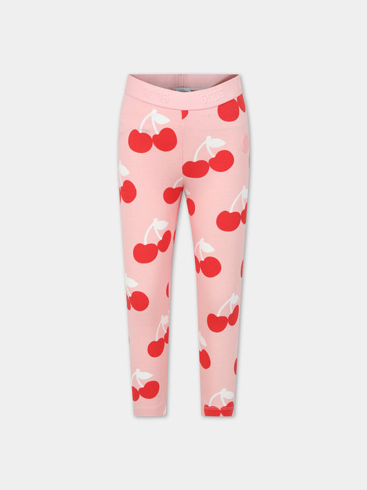 Leggings rosa per bambina con ciliegie,Gcds Kids,DAP004 LBB0C 84526