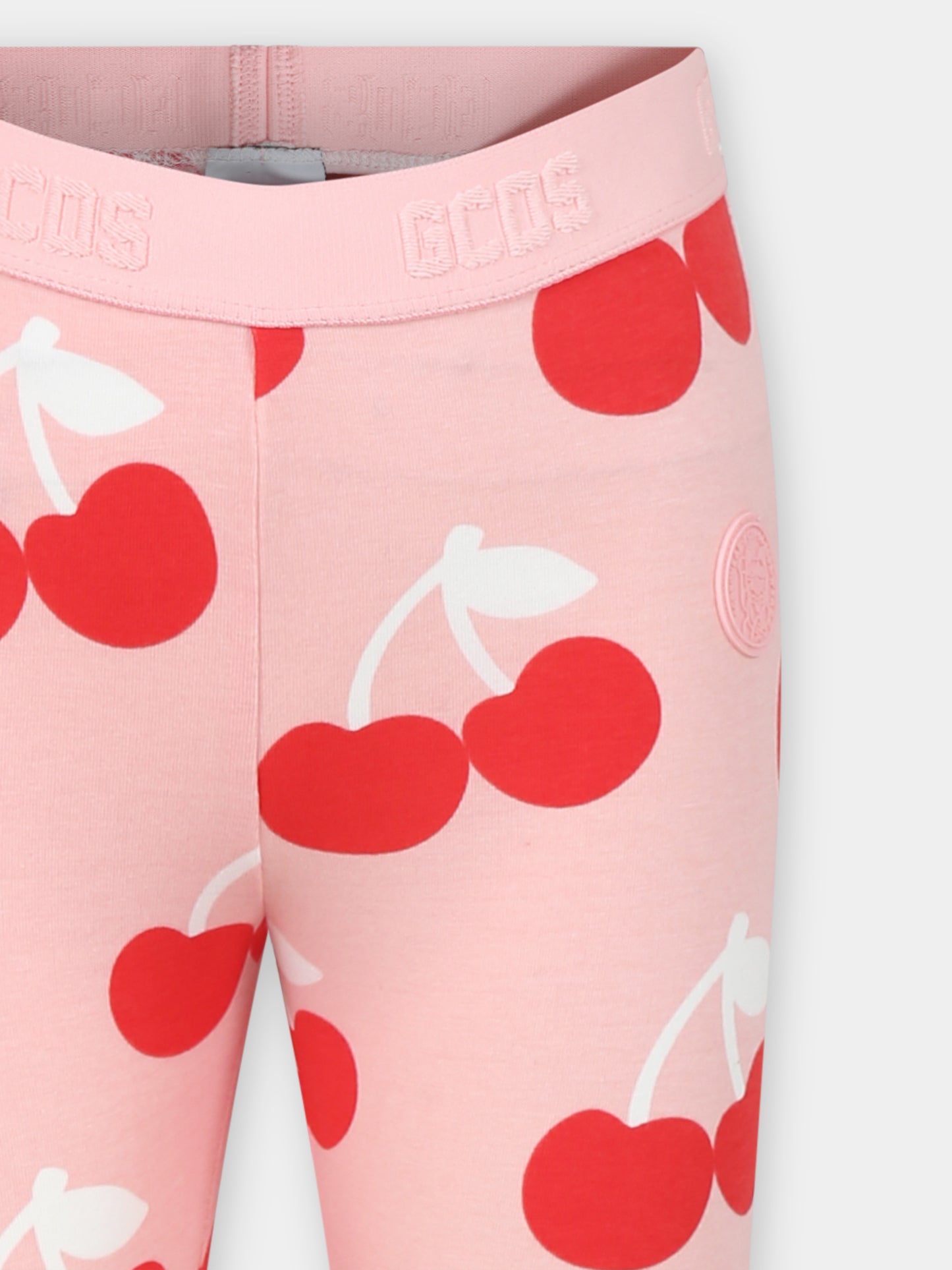 Leggings rosa per bambina con ciliegie,Gcds Kids,DAP004 LBB0C 84526