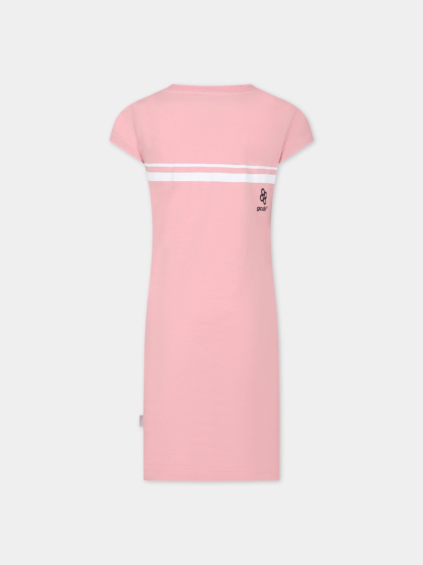 Vestito rosa per bambina con logo,Gcds Kids,DDV008 LBA36 51630