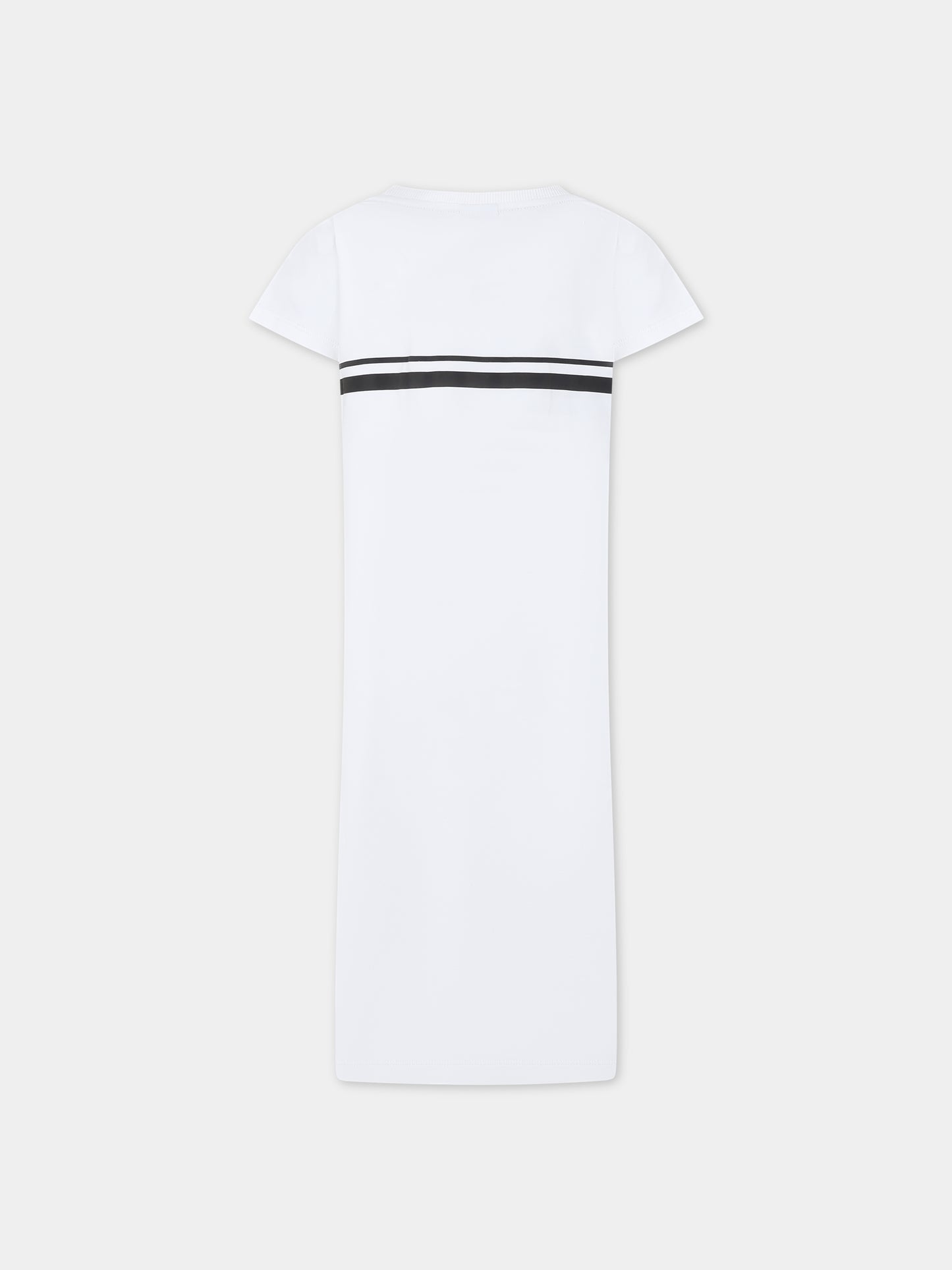 Abito bianco per bambina con righe rosse e logo,Gcds Kids,DDV008 LBA36 10101