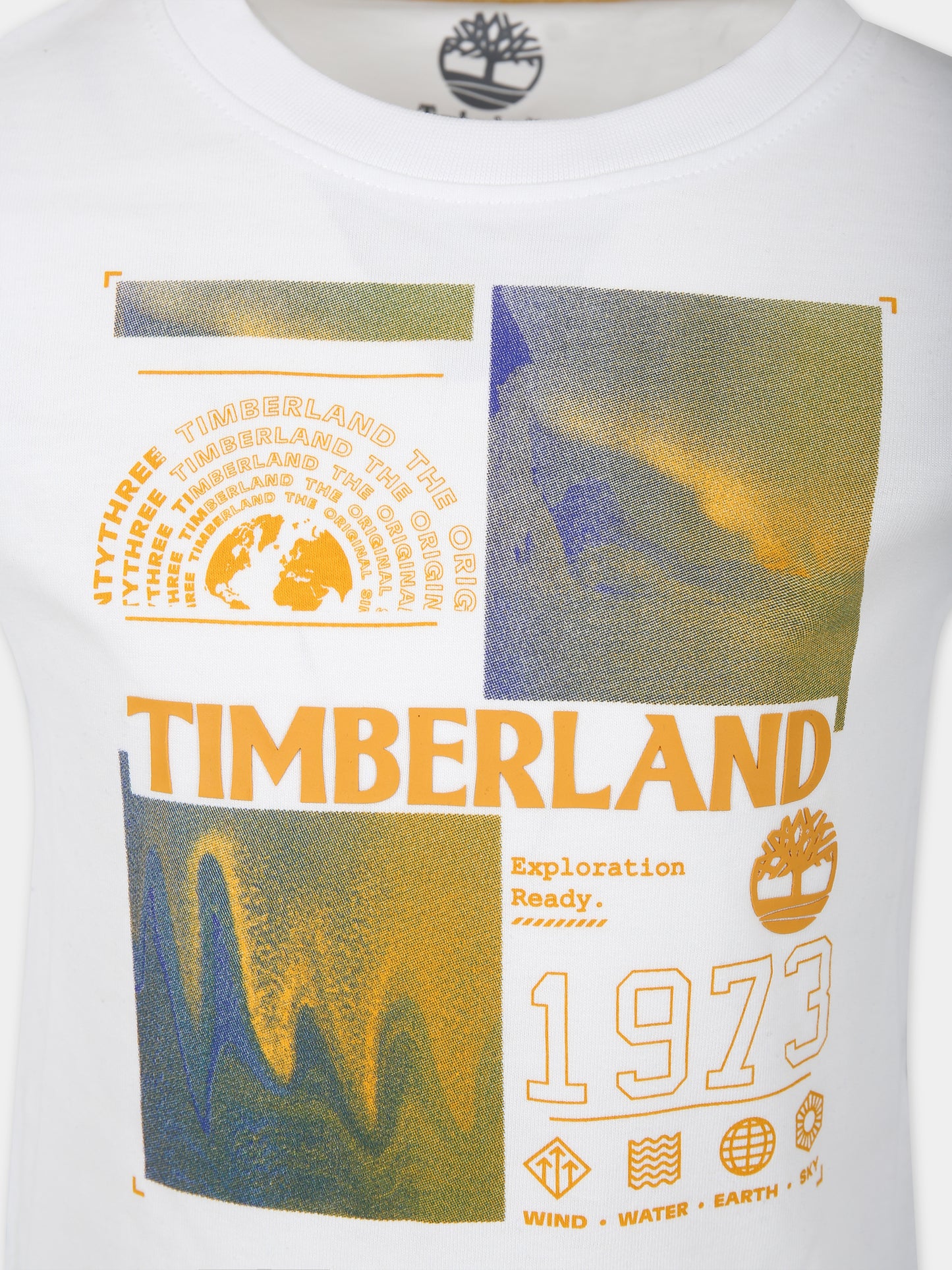 T-shirt bianca per bambino con logo,Timberland,T25U29 10P