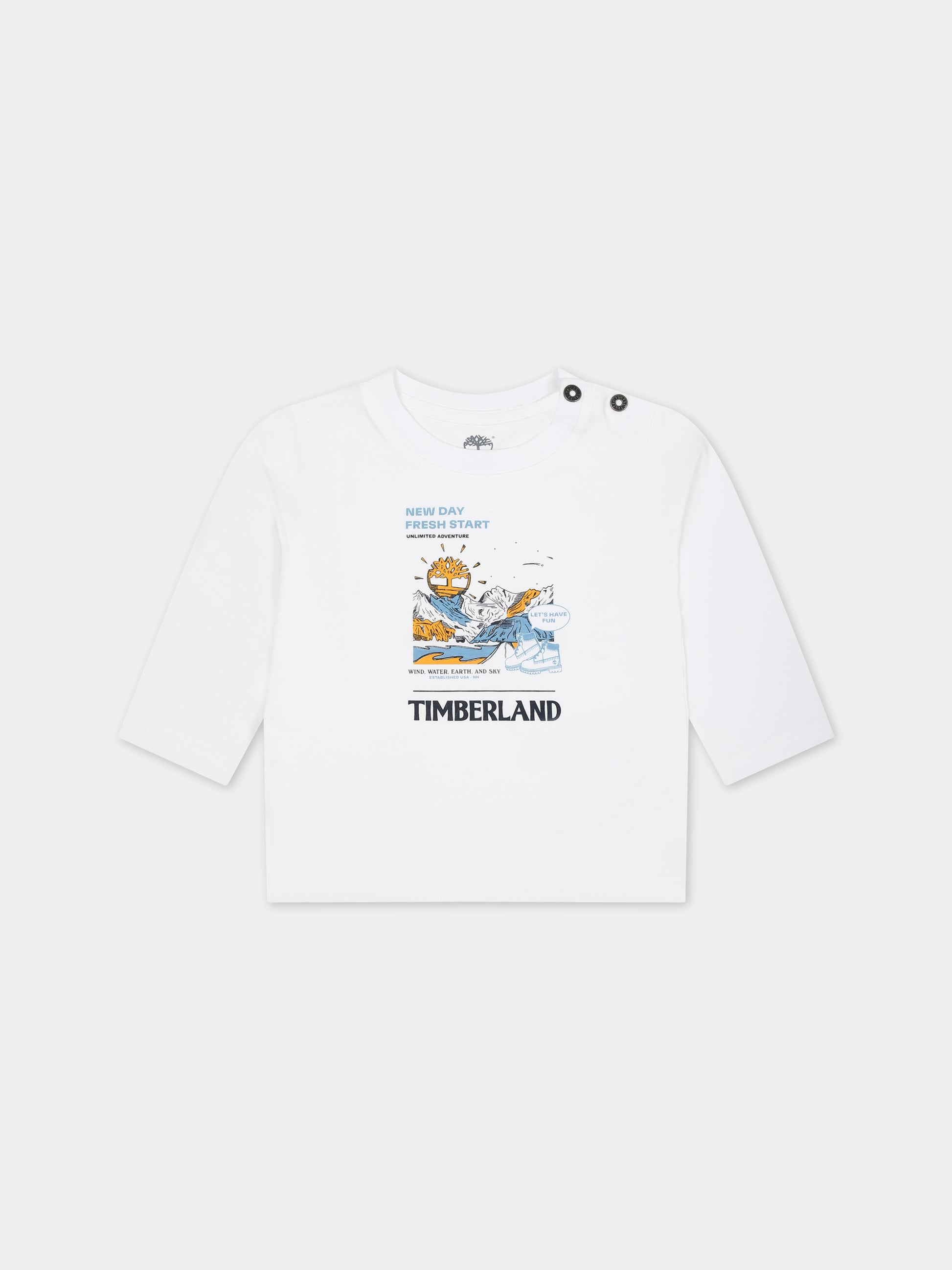 T-shirt bianca per neonato con stampa logo,Timberland,T60005 10P