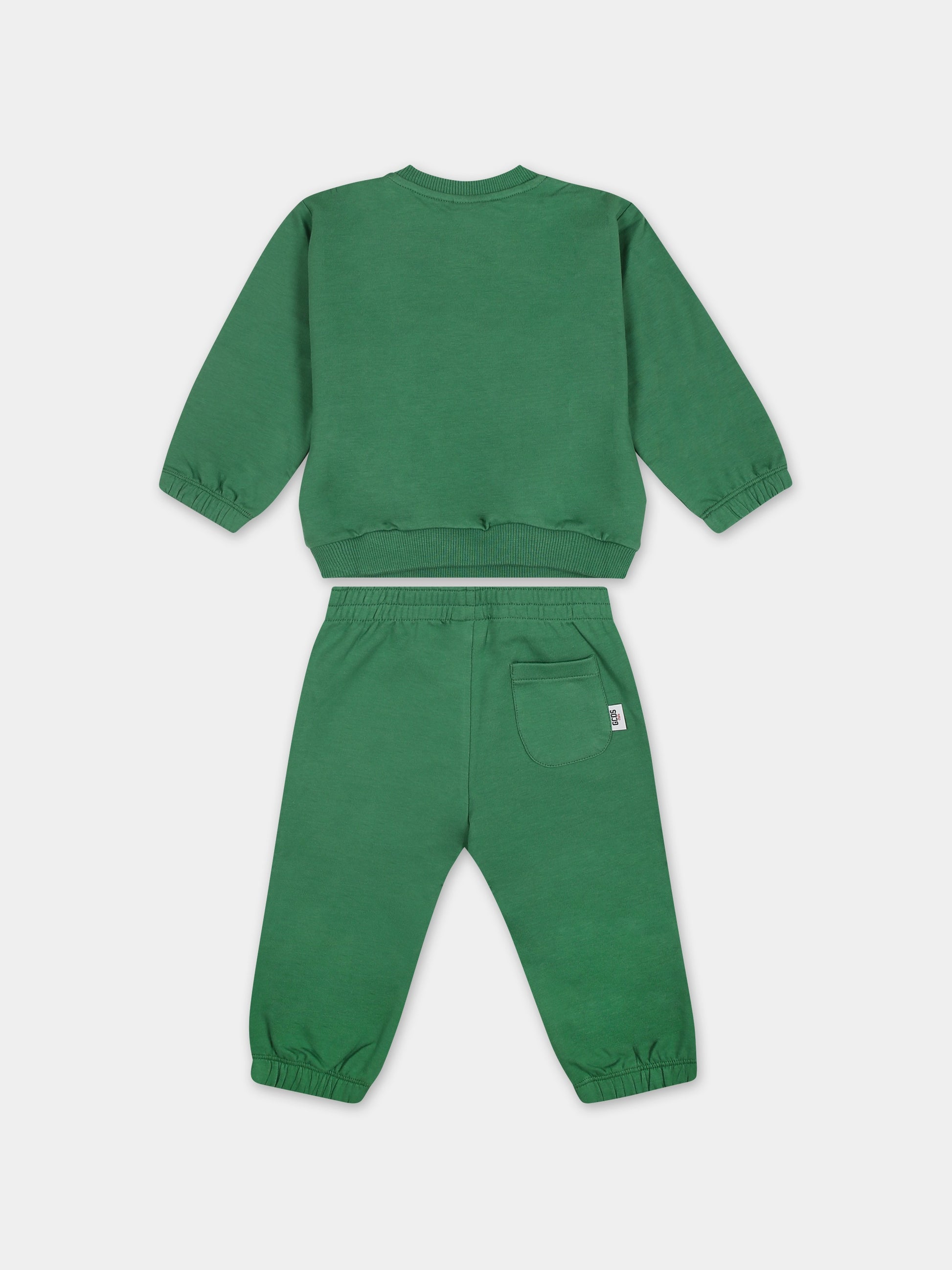 Completo verde per neonato con mostro e logo,Gcds Kids,GUK00D LDA04 30046
