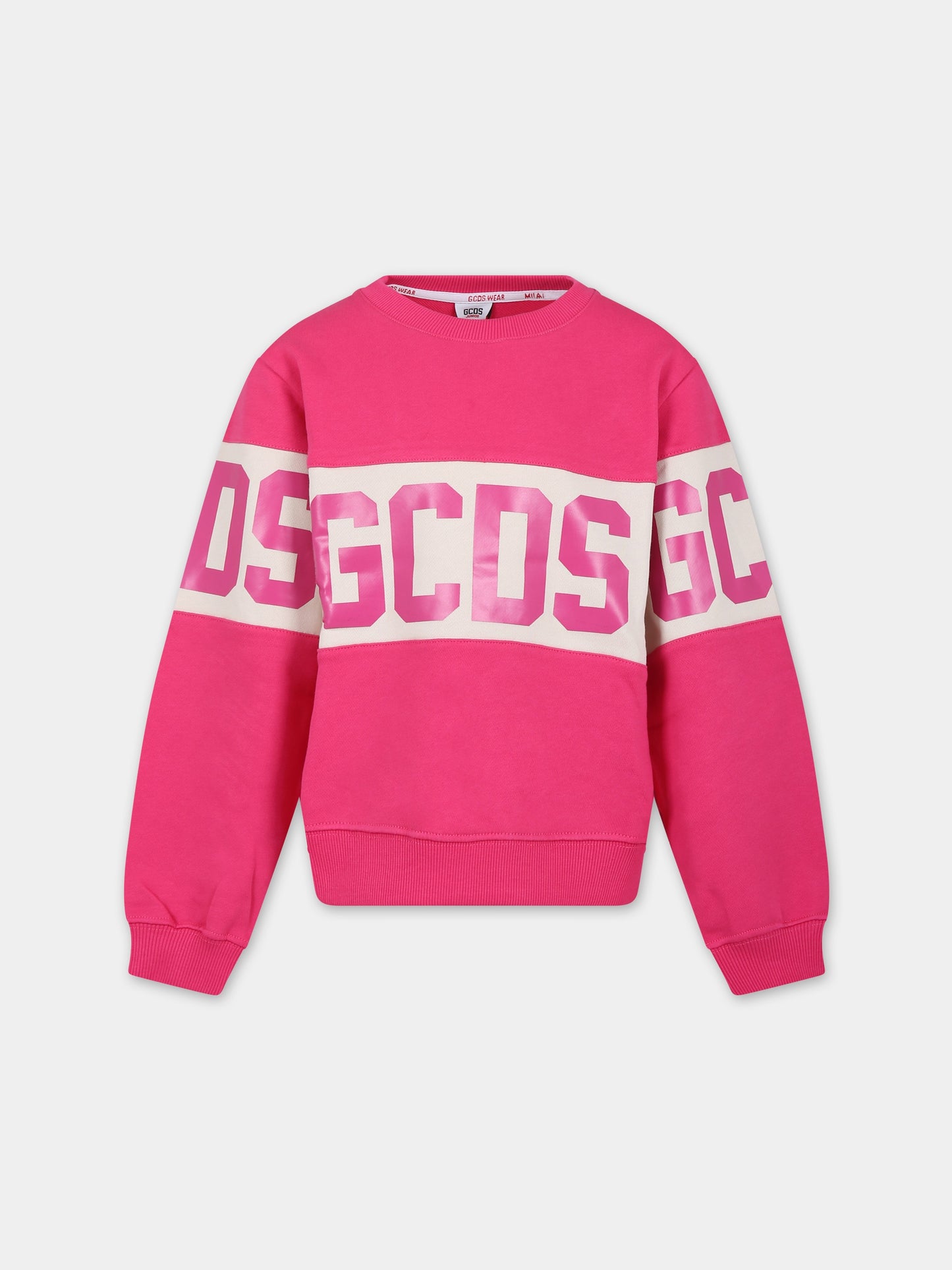 Felpa fucsia per bambina con logo,Gcds Kids,DOF005 LCA44 50605