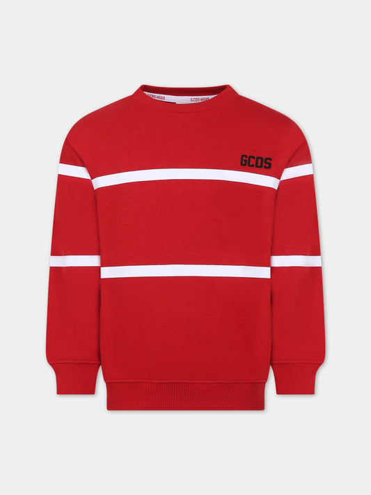 Felpa rossa per bambini con logo,Gcds Kids,DQF000 LCA52 50975