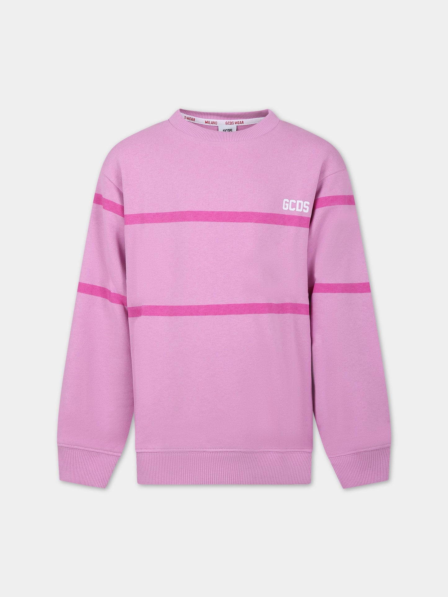 Felpa rosa per bambina con logo,Gcds Kids,DQF000 LCA52 50304