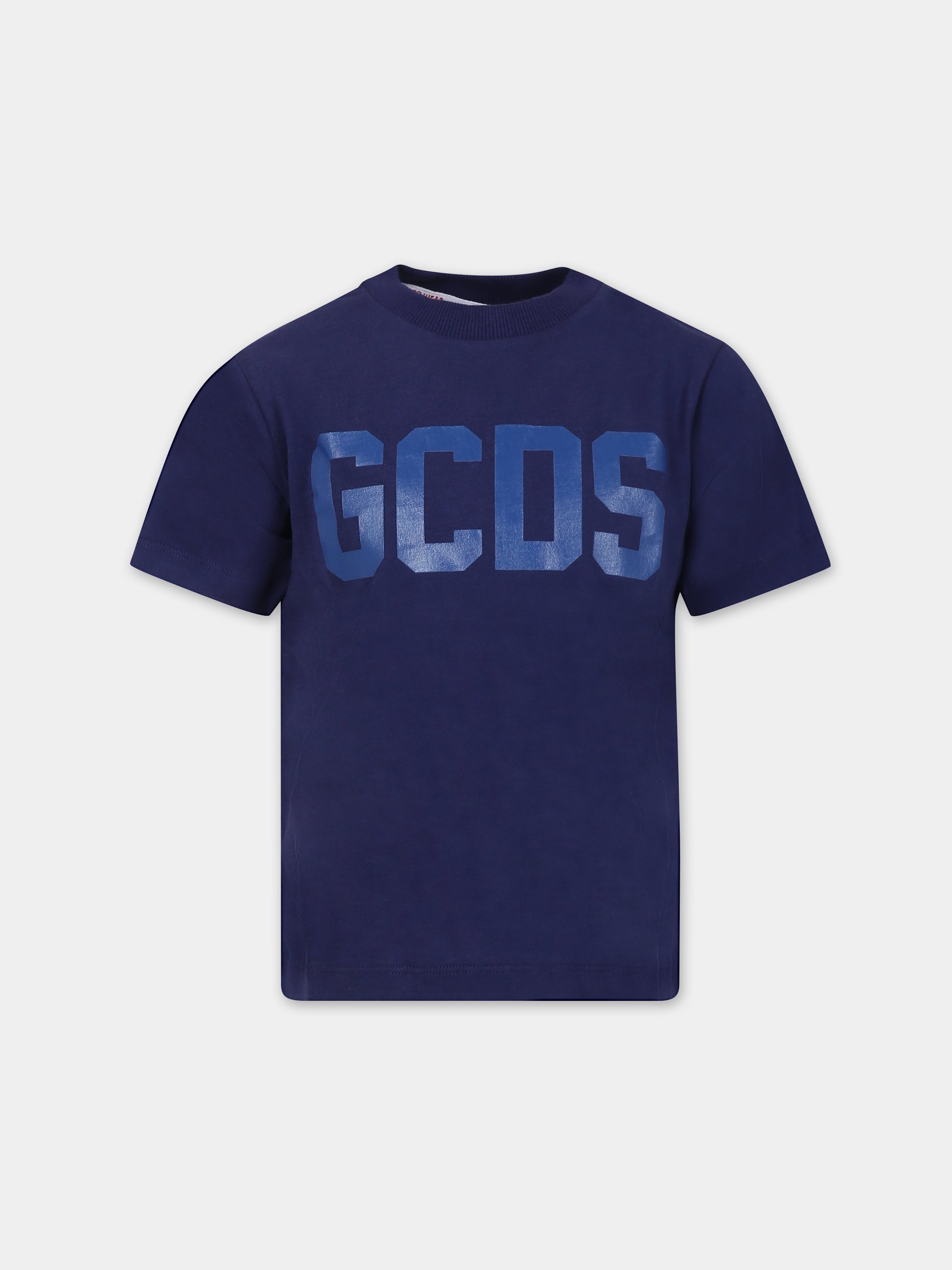T-shirt blu per bambini con logo,Gcds Kids,DSM00I LAA01 40258