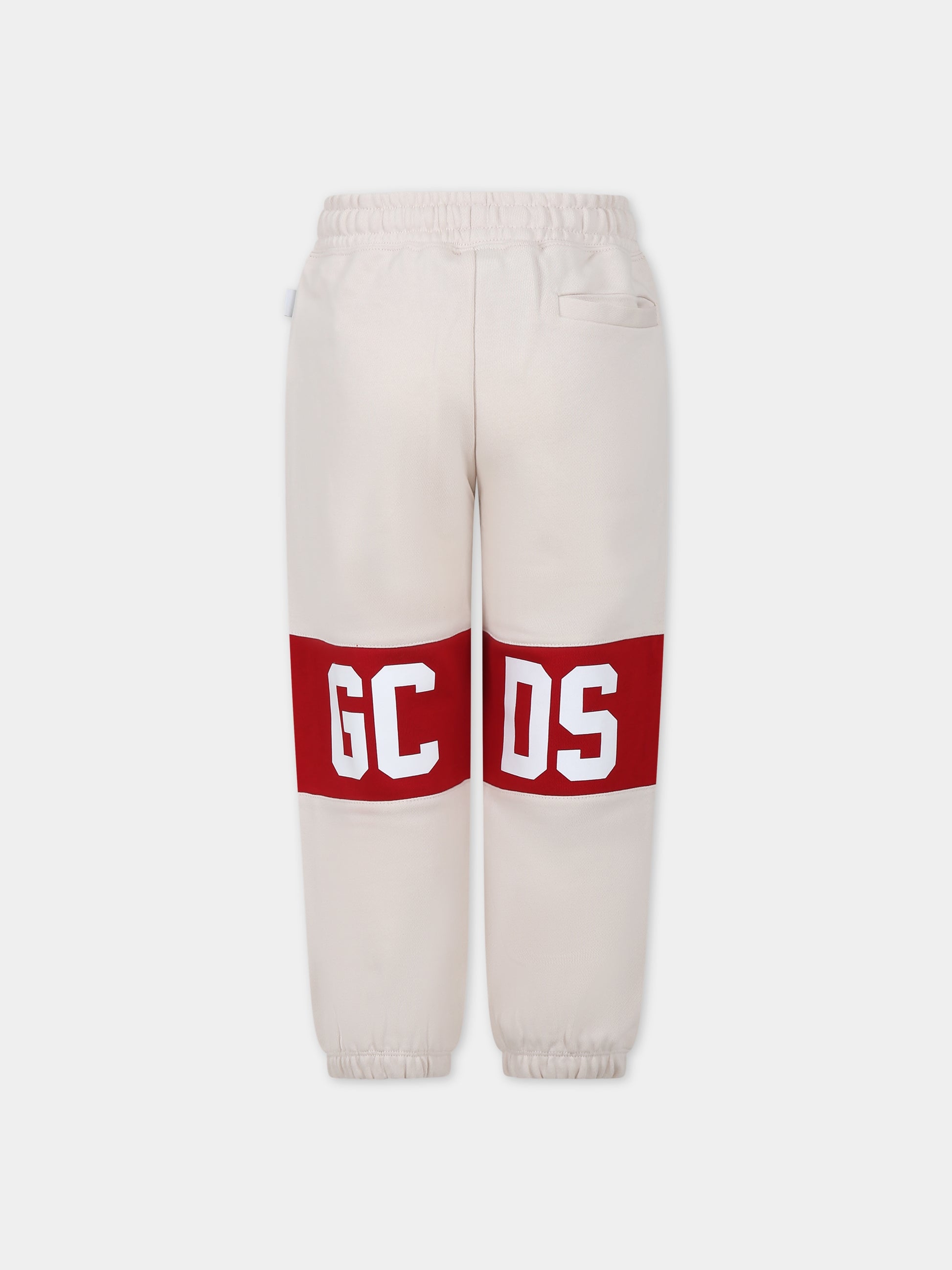 Pantaloni beige per bambini con logo,Gcds Kids,DOP003 LCA44 20325