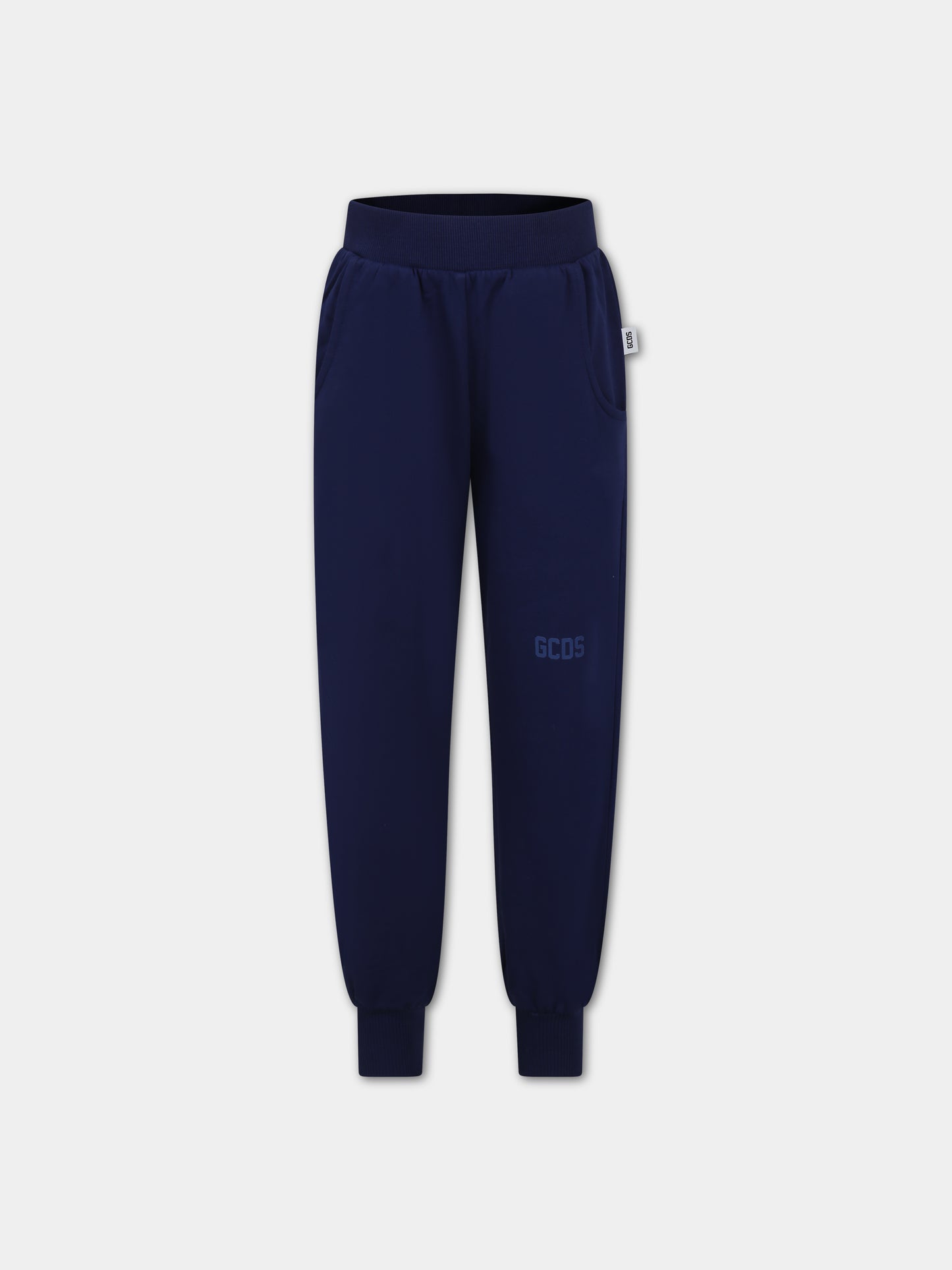 Pantaloni blu per bambino con logo,Gcds Kids,DNP008 LCA60 40258