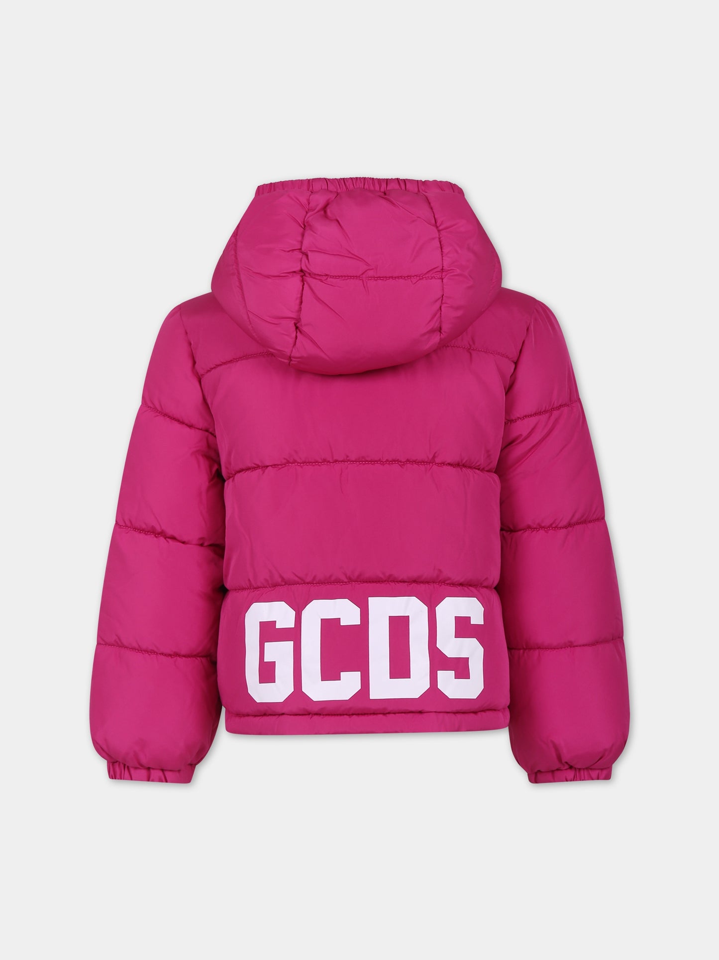 Piumino fucsia per bambina con logo,Gcds Kids,DUS00E L3A53 50605