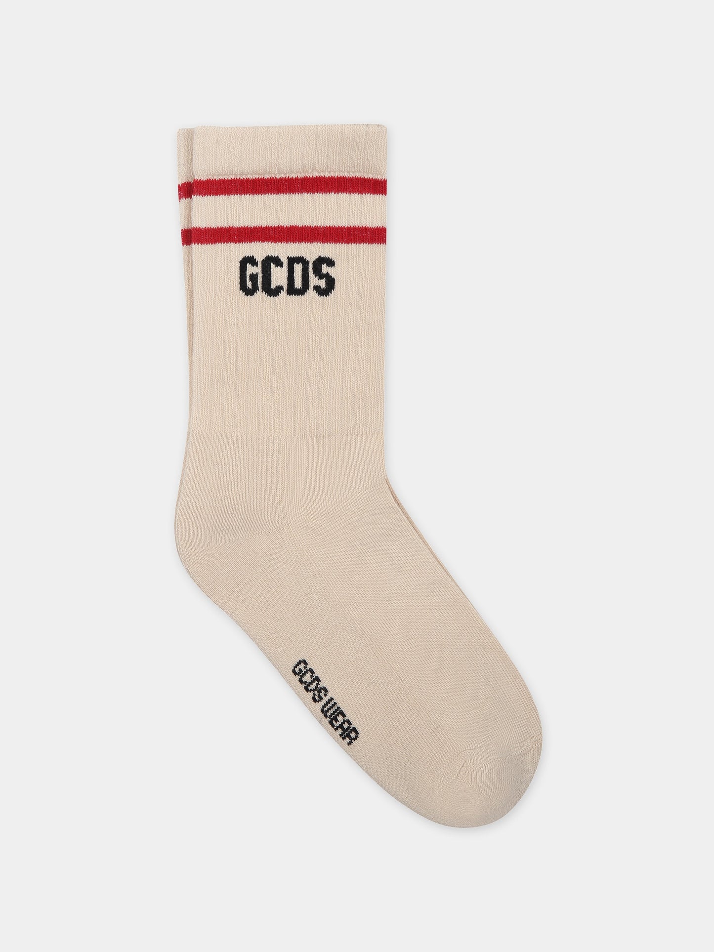 Calze beige per bambini con logo,Gcds Kids,DUX00Y LHE25 20325