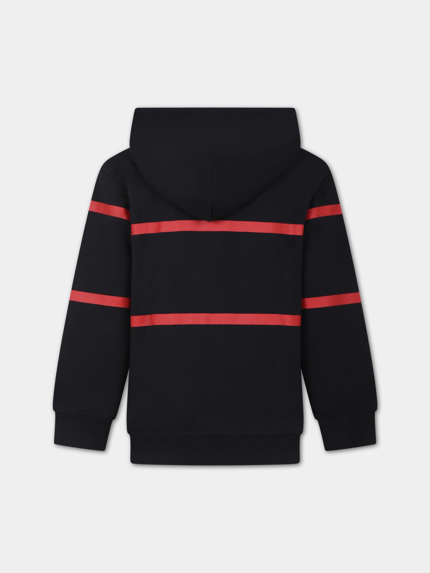 Felpa nera per bambini cpn righe e logo,Gcds Kids,DOF001 LCA52 81788