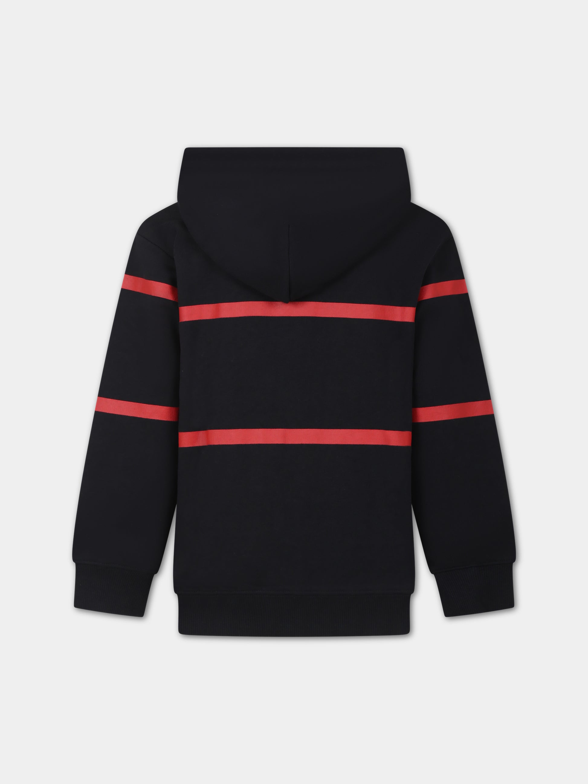 Felpa nera per bambini cpn righe e logo,Gcds Kids,DOF001 LCA52 81788
