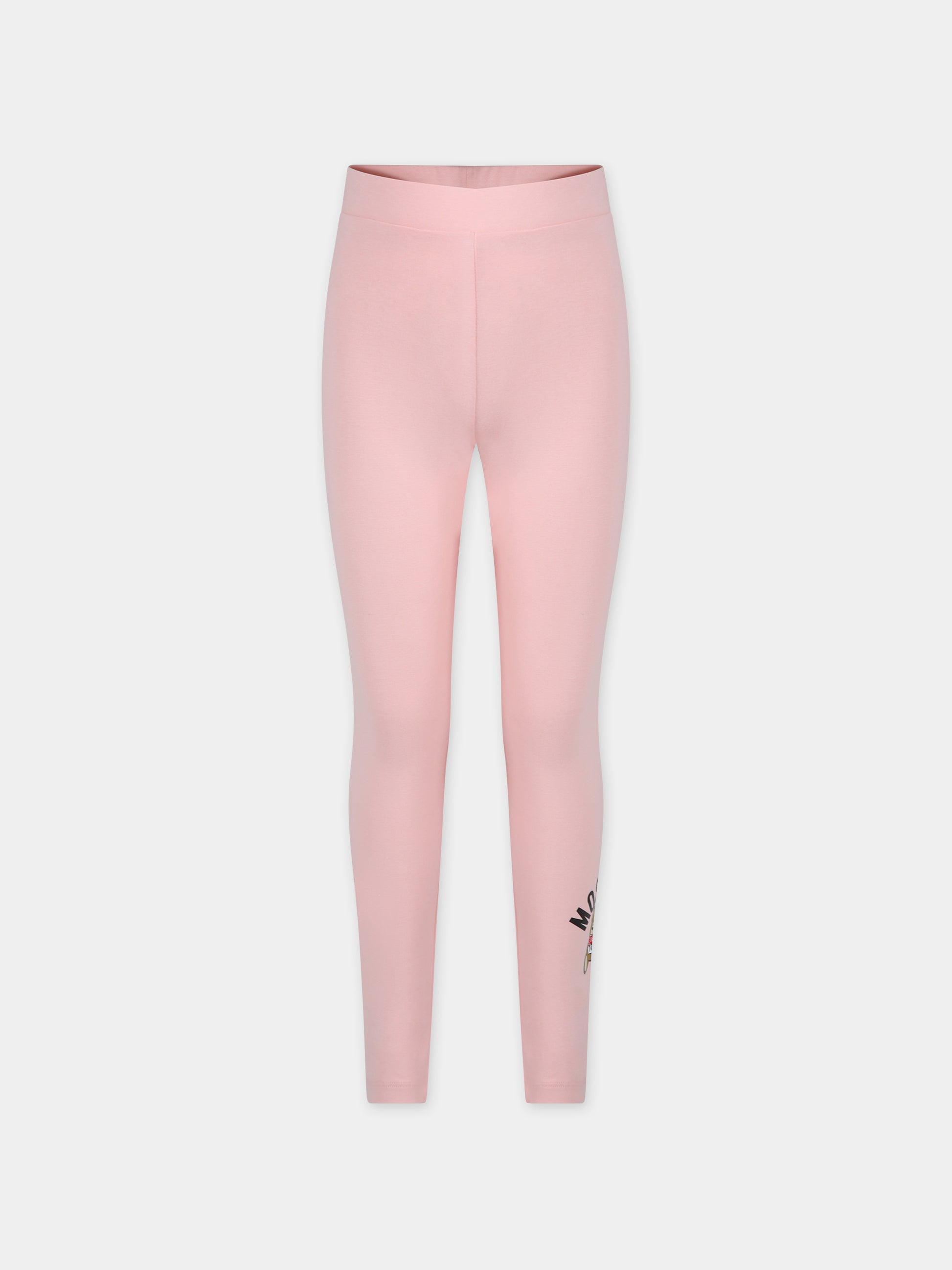Leggins rosa per bambina con teddy bear,Moschino Kids,HDP05H LBA37 50209
