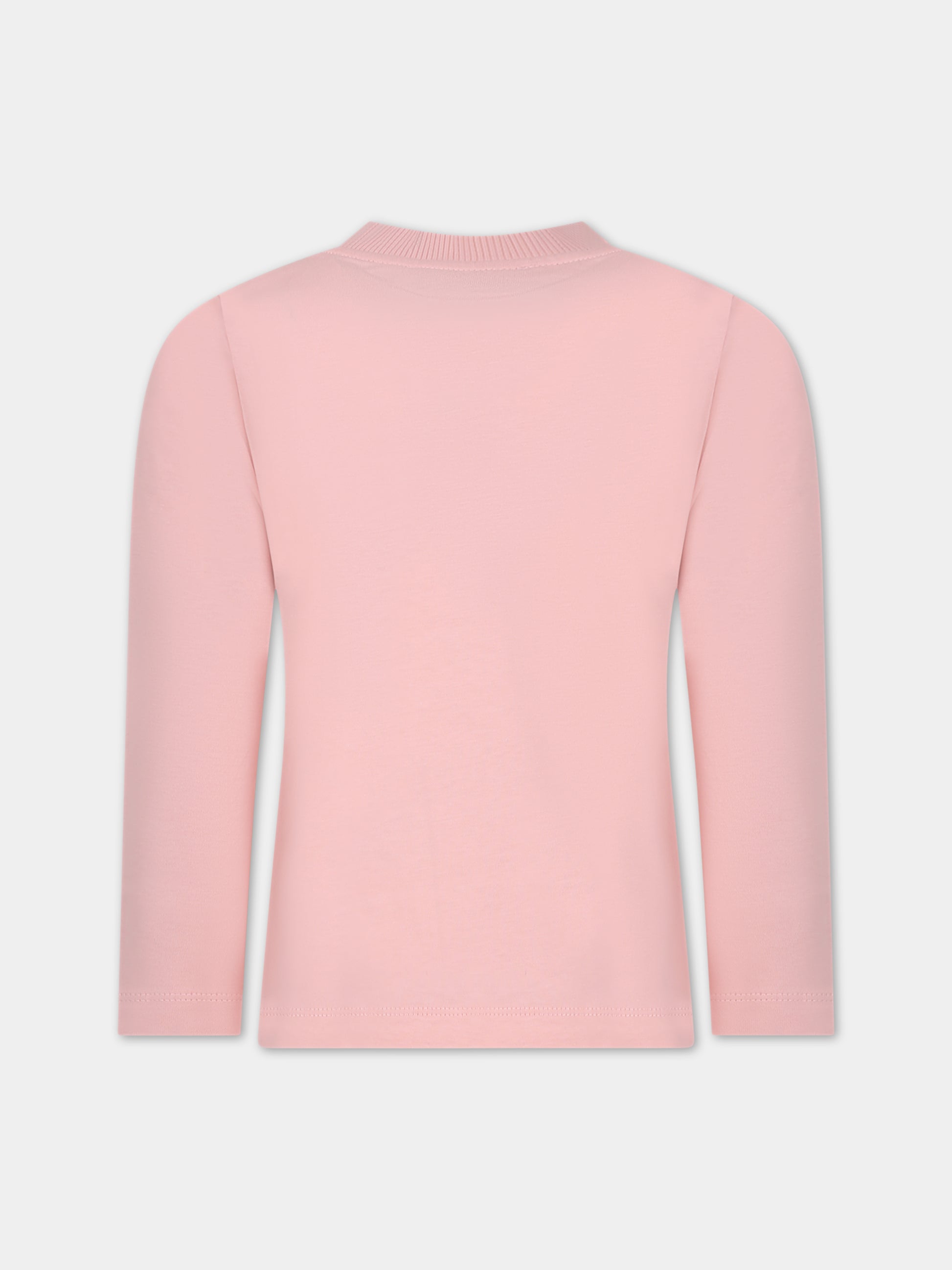 T-shirt rosa per bambina con Teddy Bear e logo,Moschino Kids,HNO00J LAA34 50209