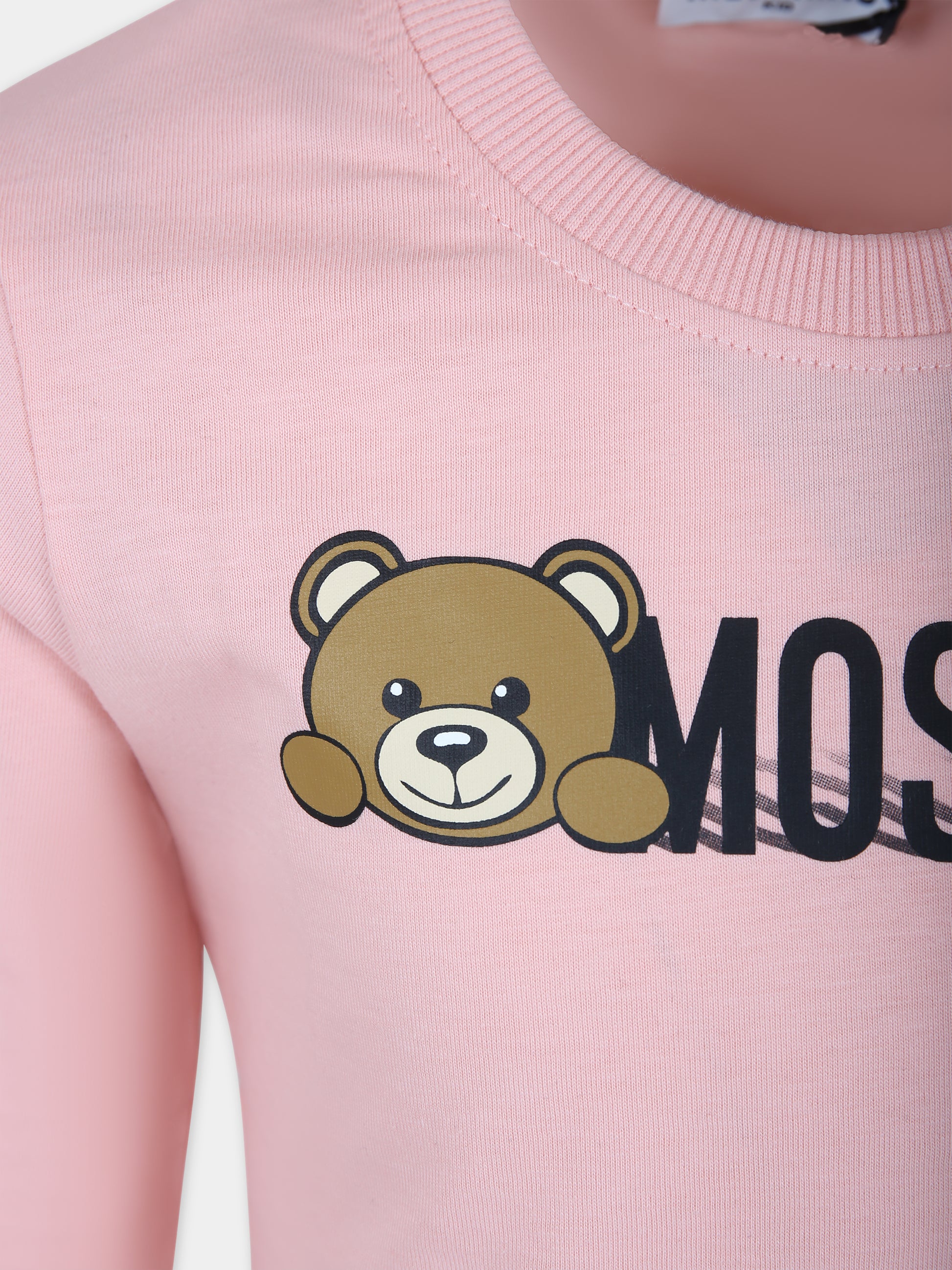 T-shirt rosa per bambina con Teddy Bear e logo,Moschino Kids,HNO00J LAA34 50209