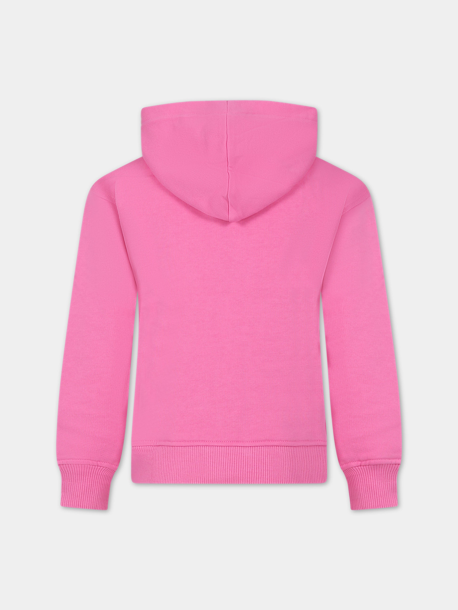 Felpa rosa per bambina con Teddy Bears e logo,Moschino Kids,HUF07I LCA58 52458