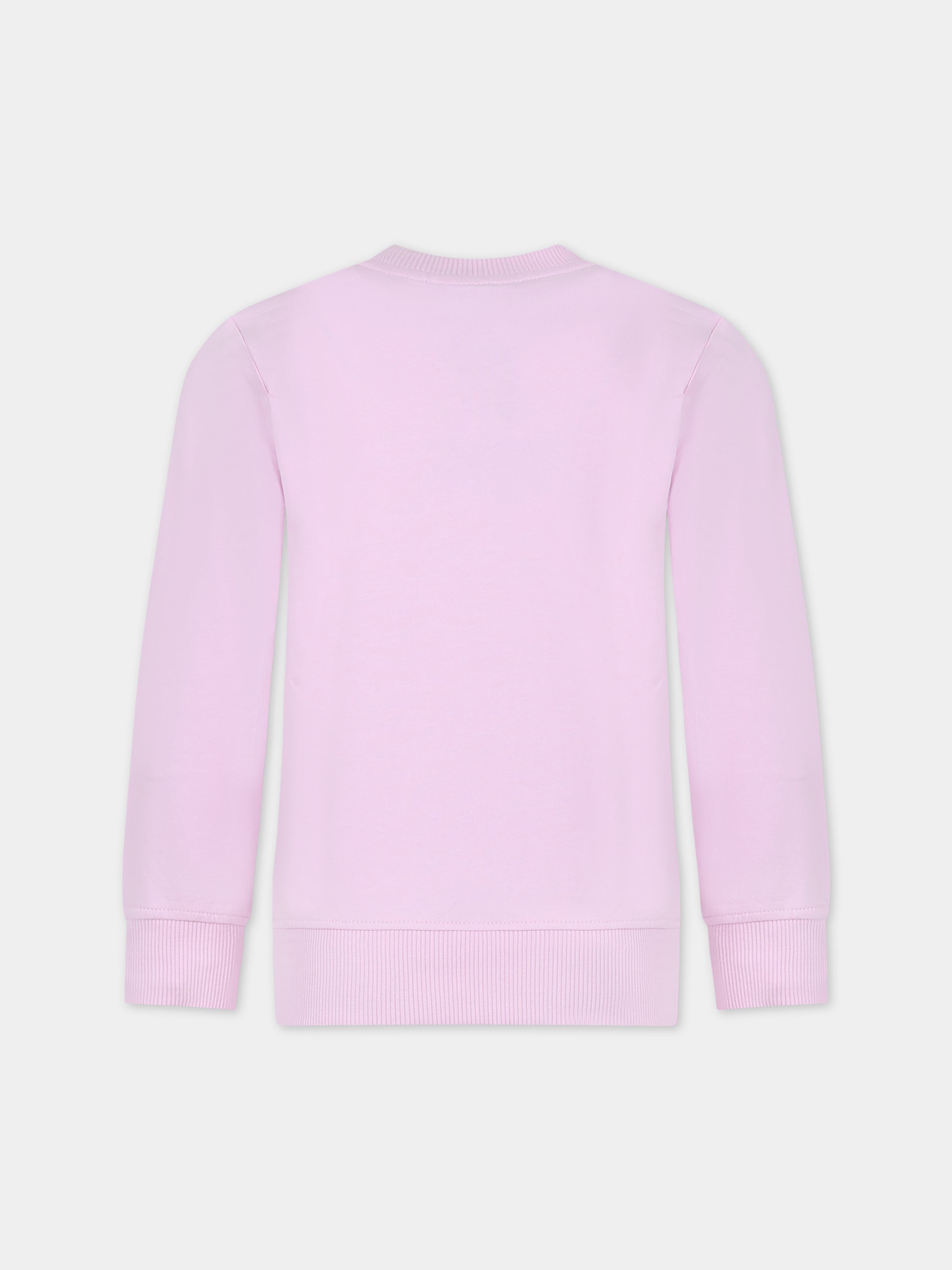 Felpa rosa per bambina con Teddy Bears e logo,Moschino Kids,HUF07R LCA40 51684