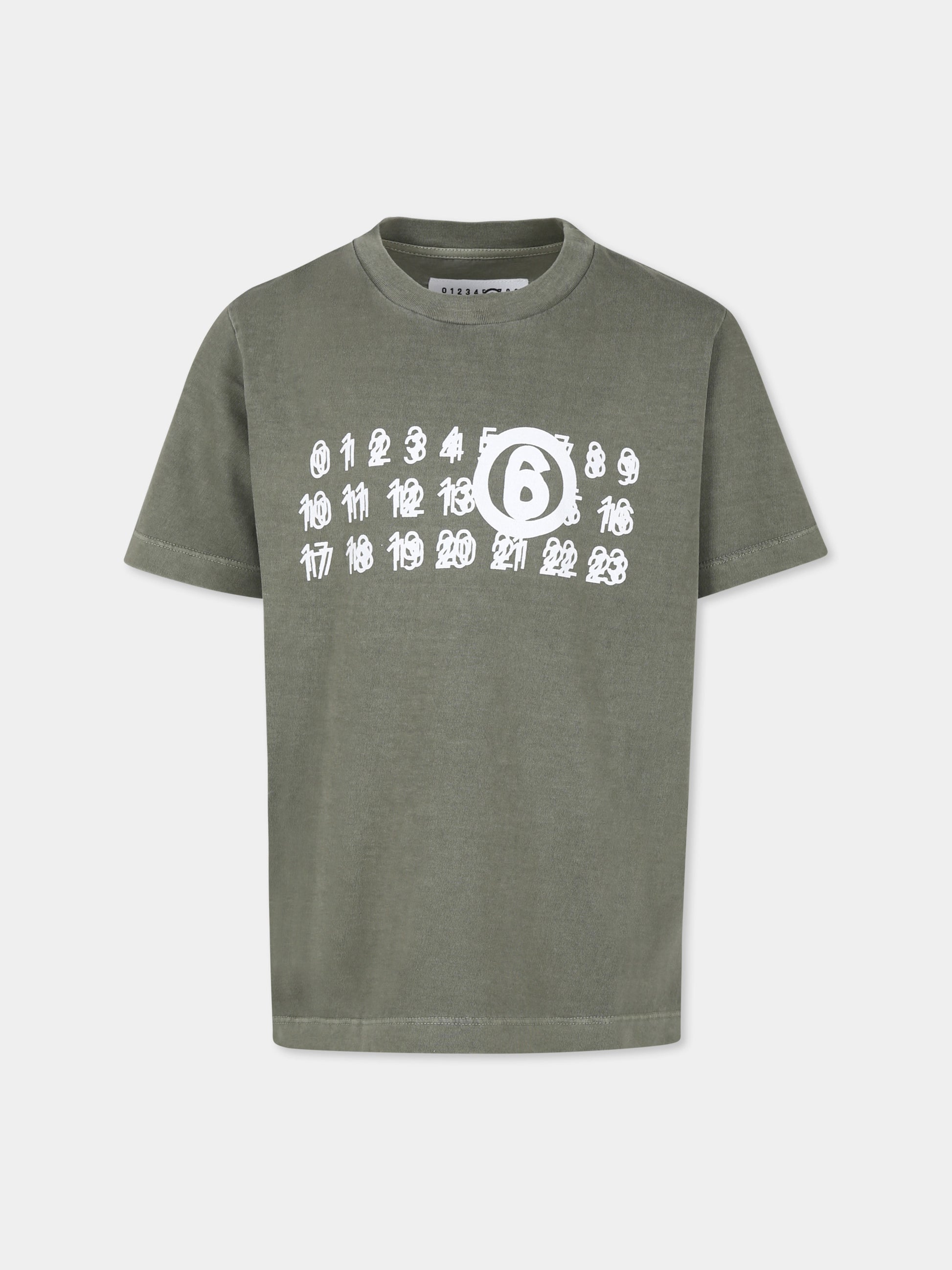 T-shirt verde per bambini con logo,Mm6 Maison Margiela,M60671 MM04A MM6T104U M6505