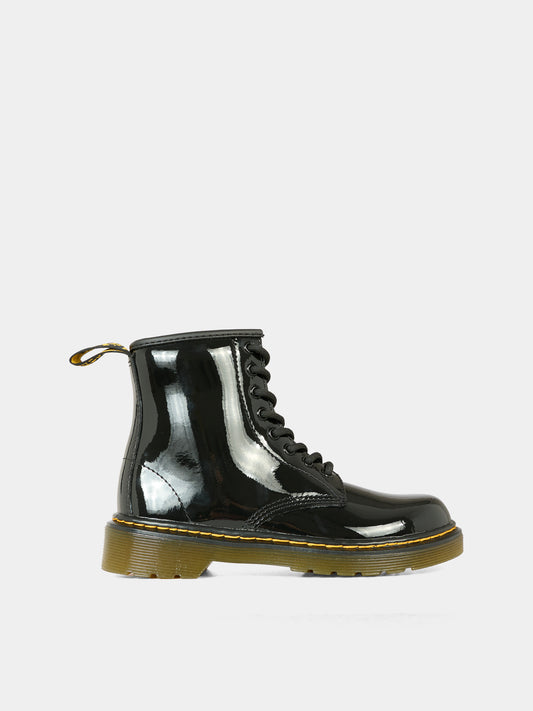 Anfibi 1460 neri per bambina con logo,Dr. Martens,1460 Y 21979001 BLACK PATENT LAMPER
