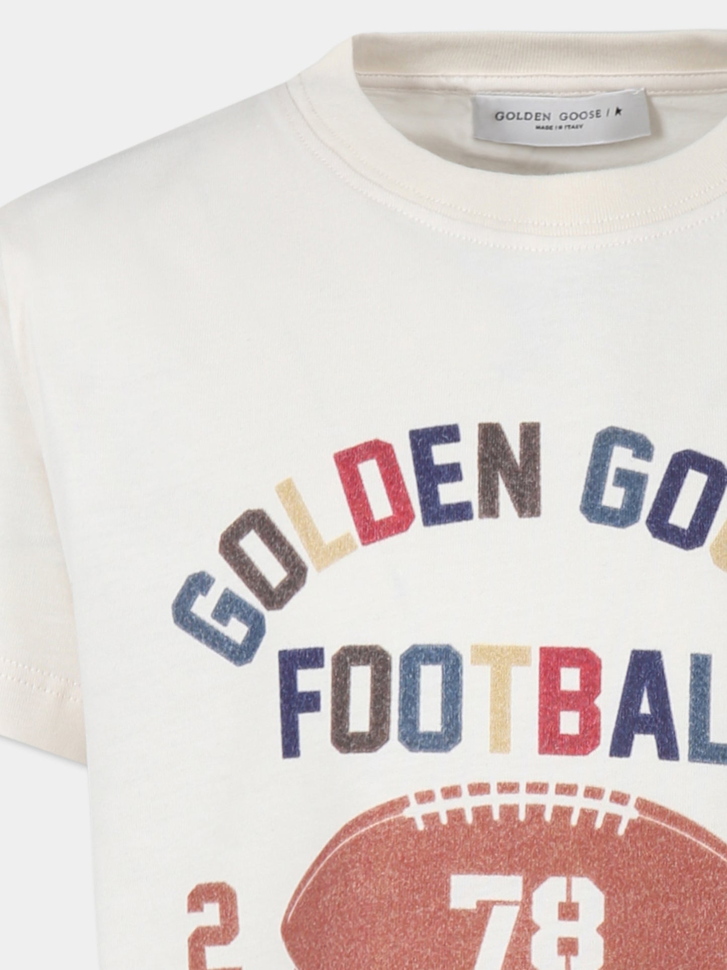 T-shirt avorio per bambino con logo,Golden Goose,GKP01403 P001734 11788