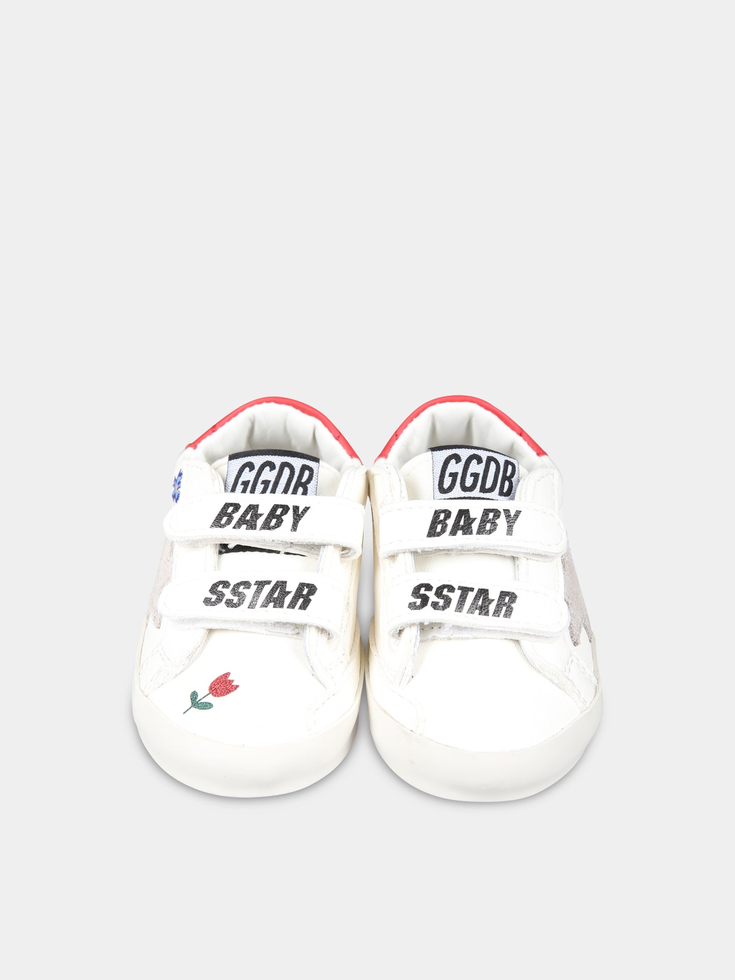 Sneakers Baby School bianche per neonata con stella e fiori,Golden Goose,GIF00166 F006233 10953