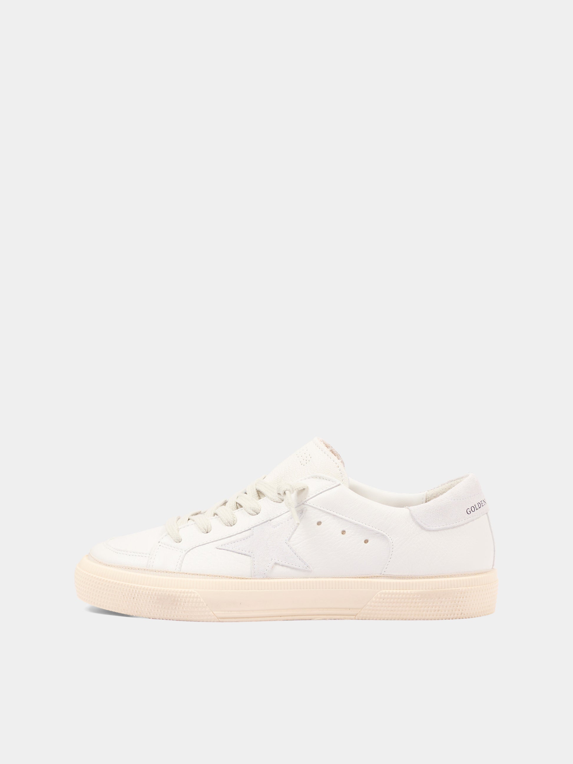 Sneakers May avorio per bambini con stella,Golden Goose,GTF00495 F004814 10100