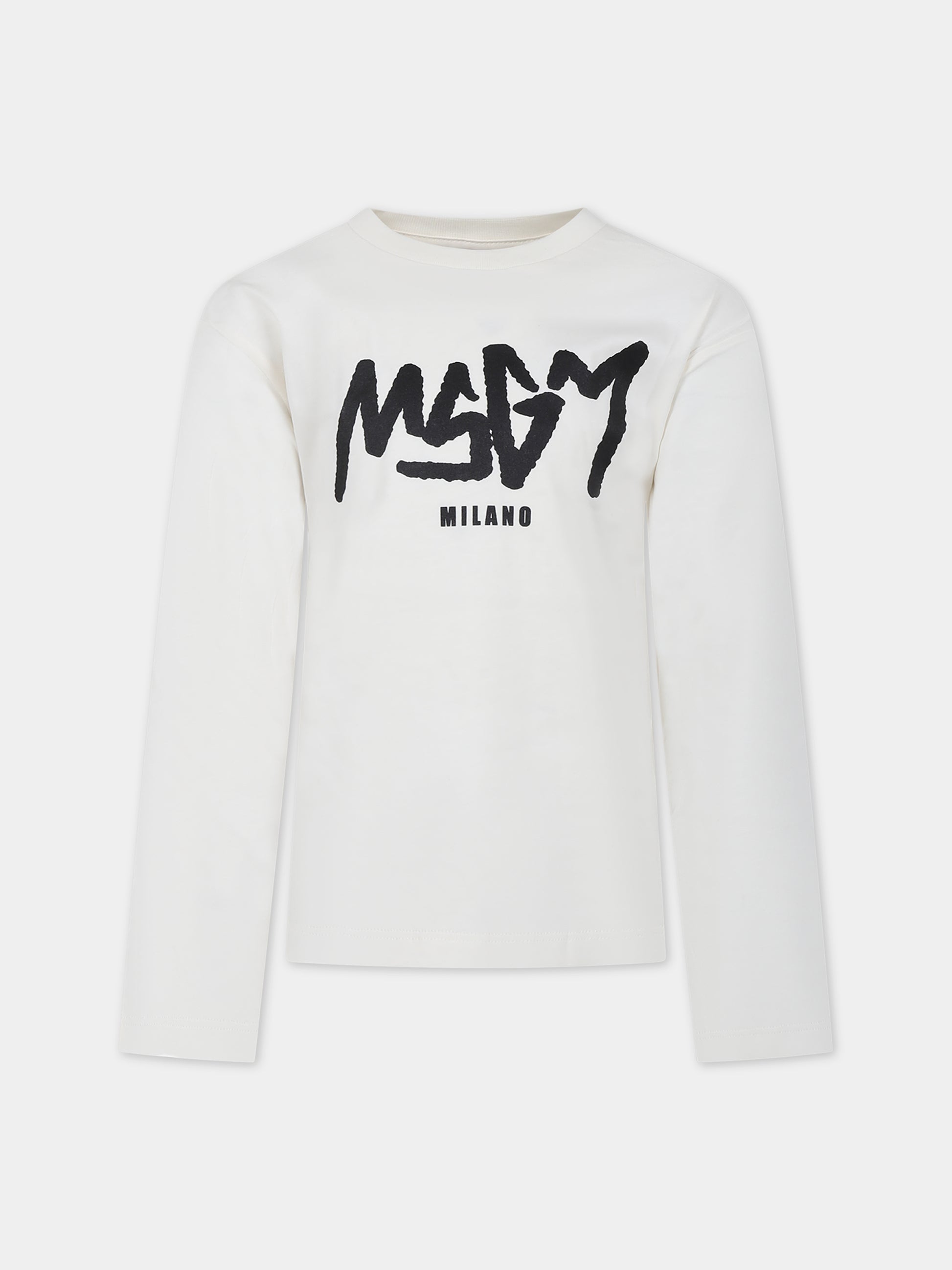 T-shirt avorio per bambino con logo,Msgm Kids,F3MSJBTH202 013