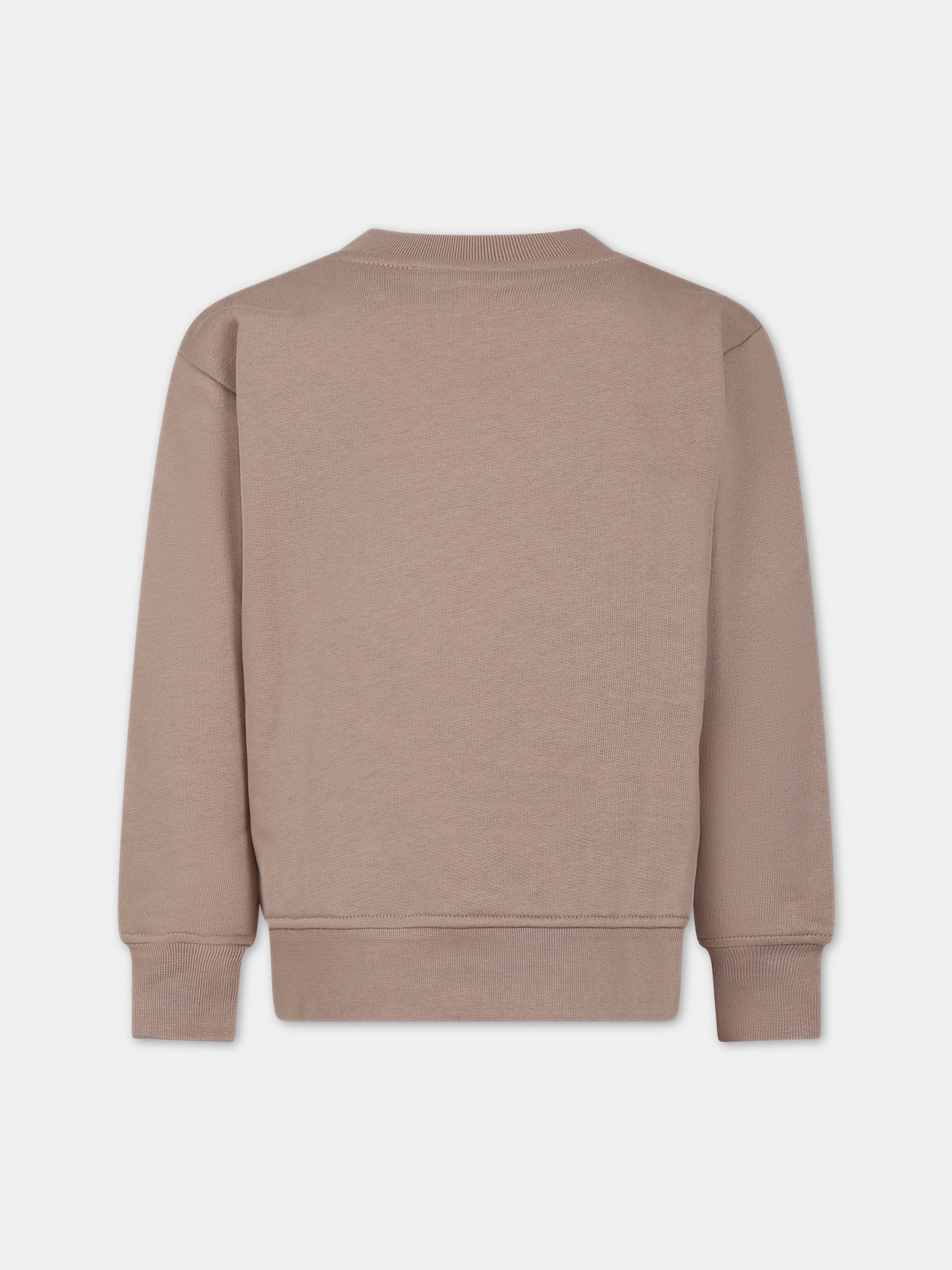 Felpa beige per bambina con logo,Msgm Kids,F3MSJUSW021 015