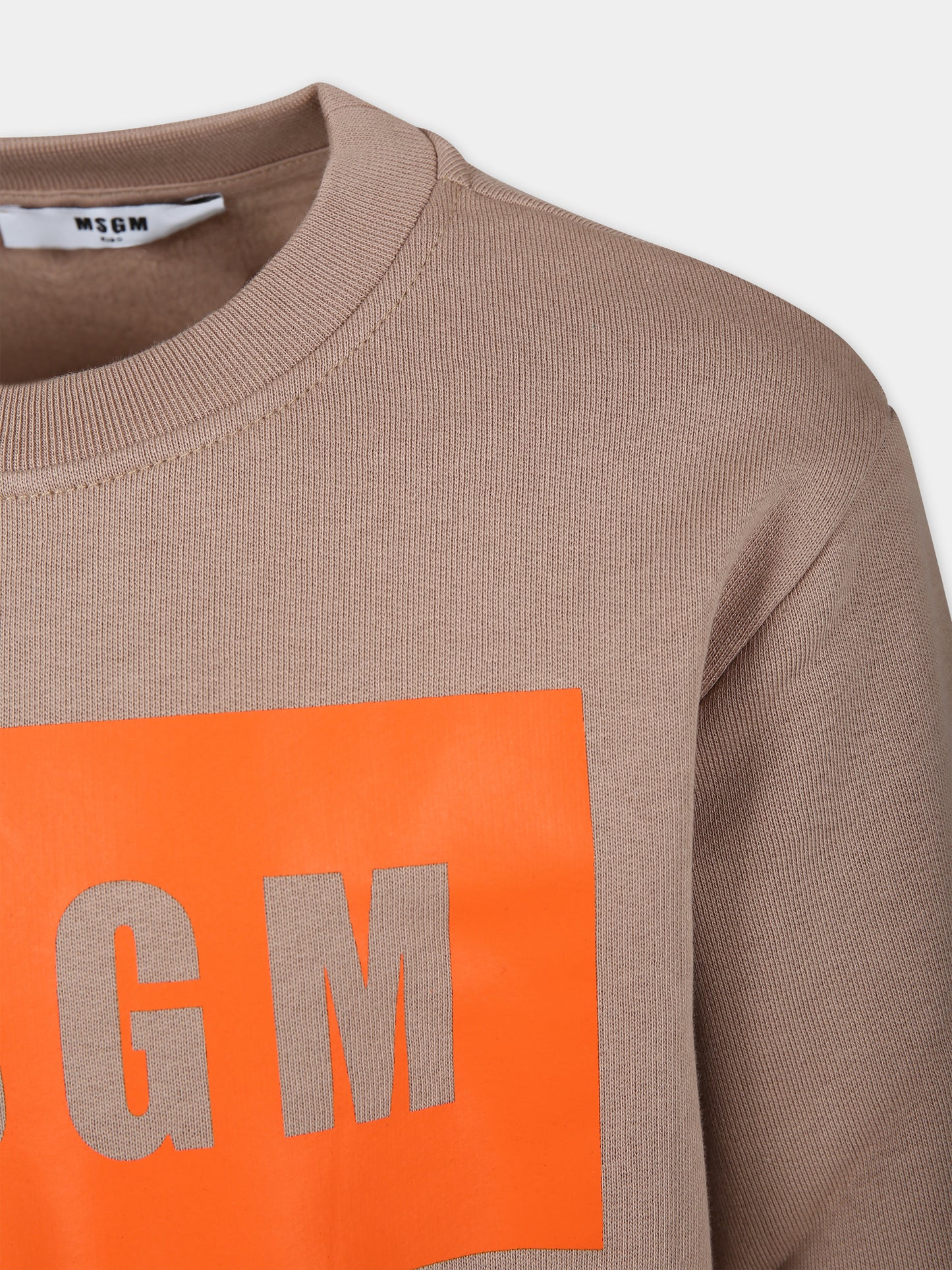 Felpa beige per bambina con logo,Msgm Kids,F3MSJUSW021 015