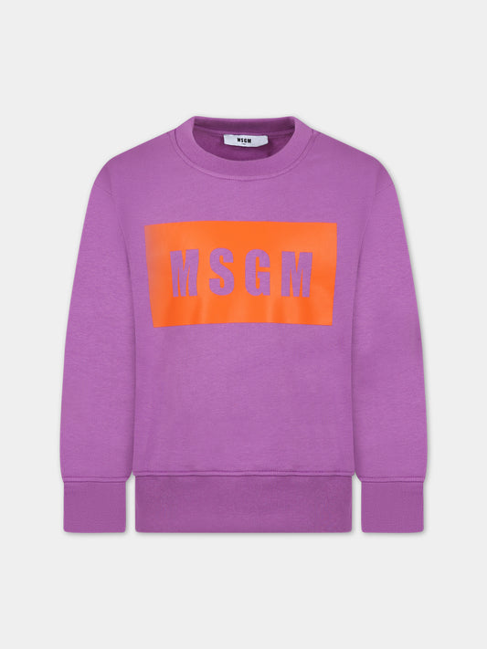 Felpa fucsia per bambina con logo,Msgm Kids,F3MSJUSW021 071