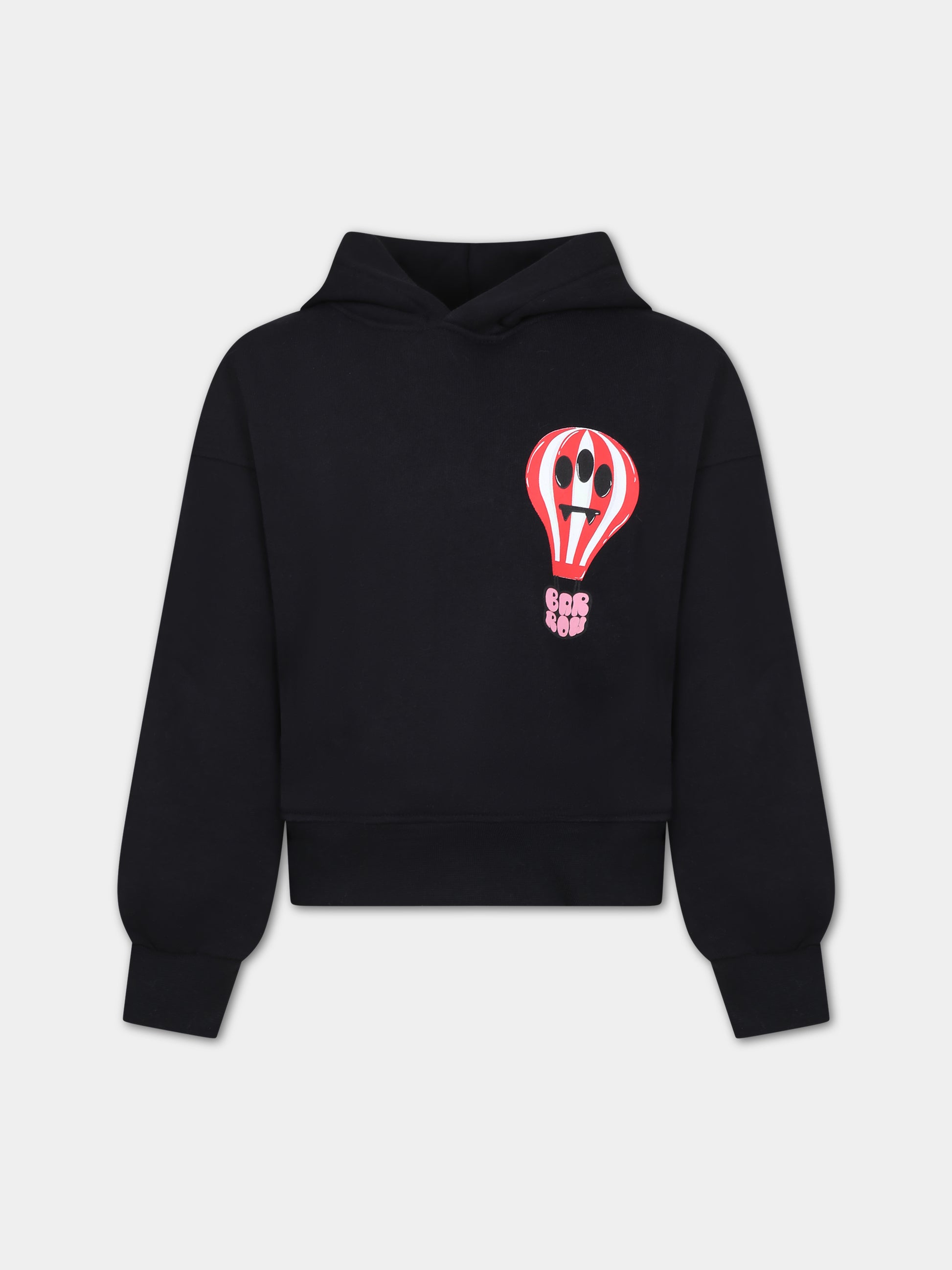Felpa nera per bambina con logo e mongolfiera,Barrow,F3BKJGHS074 110