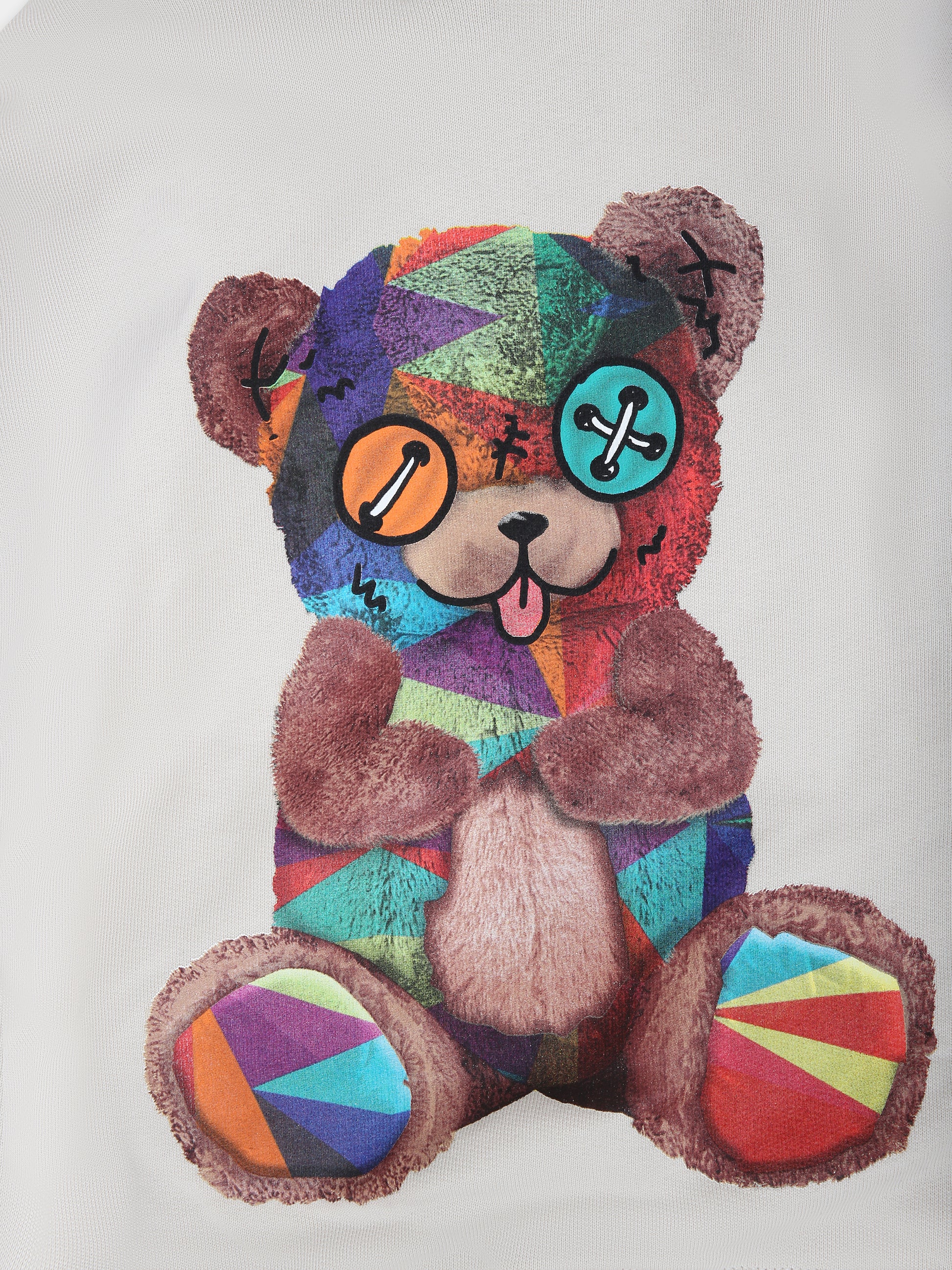 Felpa avorio per bambini con logo e stampa,Barrow,F3BKJUHS024 BW009