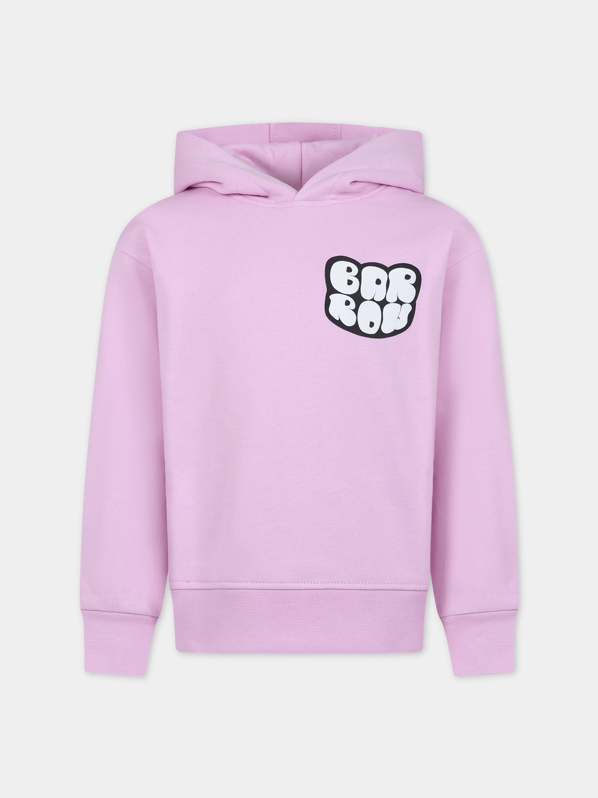 Felpa rosa per bambina con logo e stampa,Barrow,F3BKJUHS071 BW014