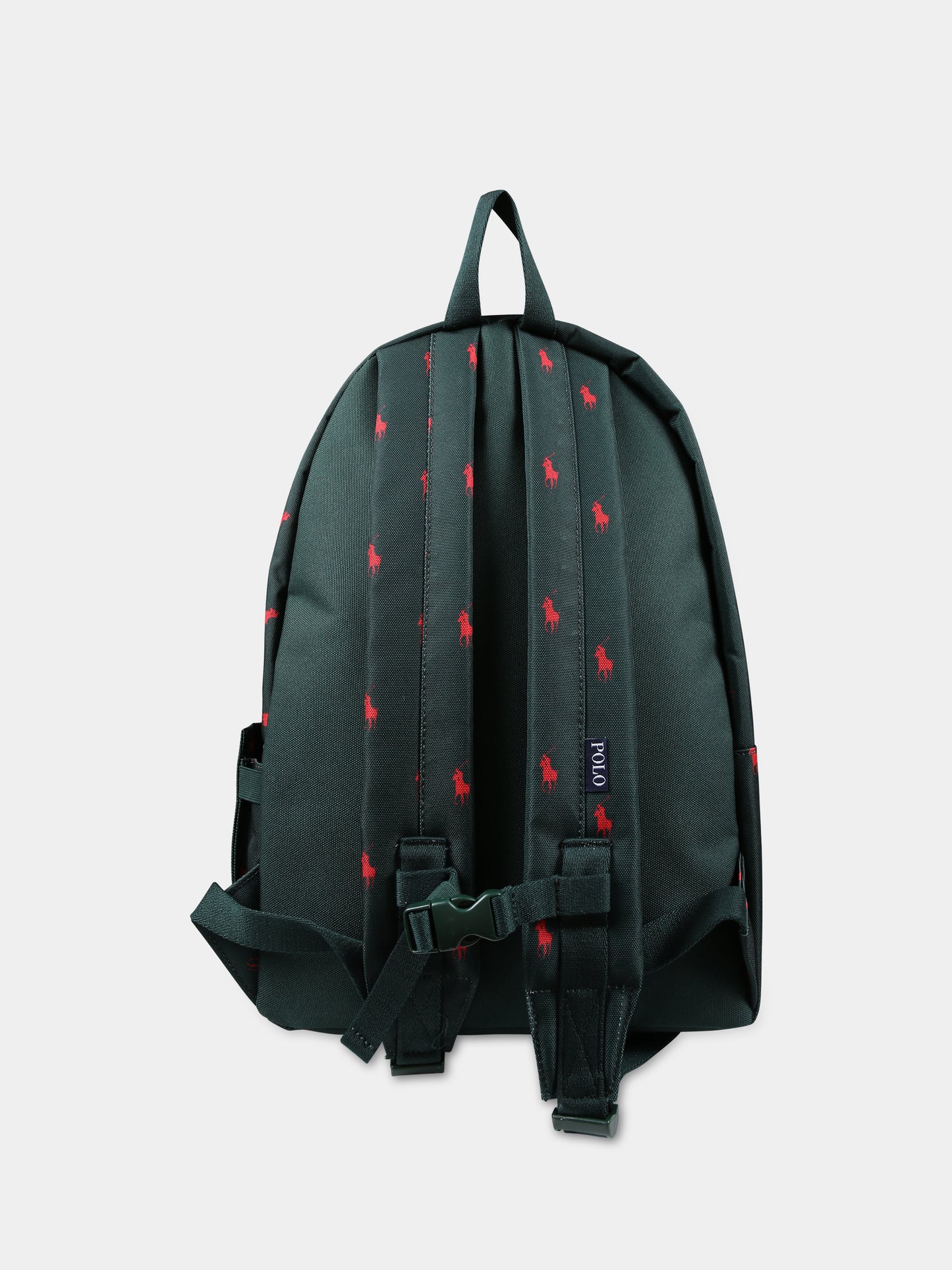 Zaino verde per bambini con logo all-over,Ralph Lauren Kids,9AR048 ECF