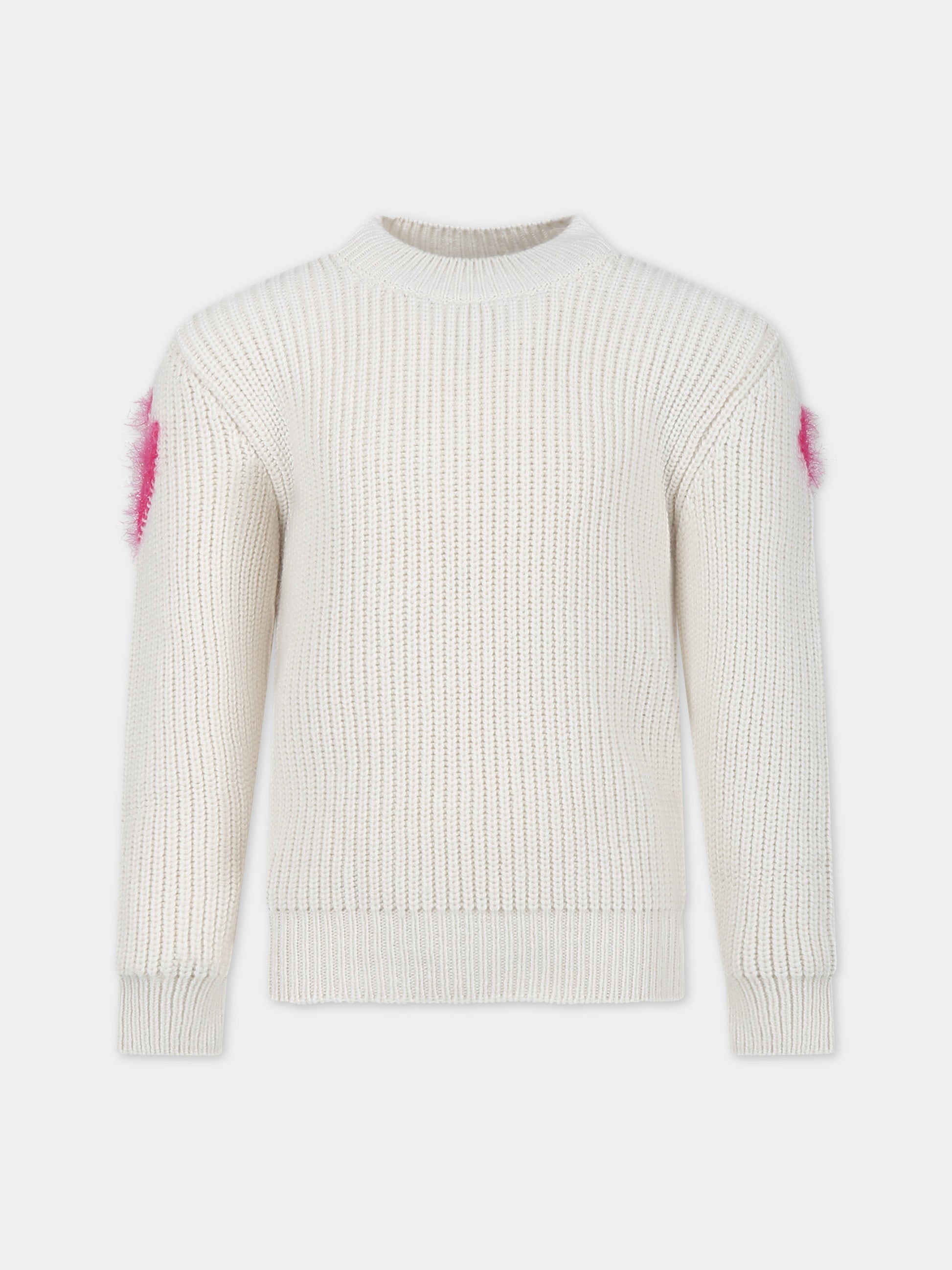 Maglione avorio per bambina con iconico smile e logo,Barrow,F3BKJGJP059 BW009