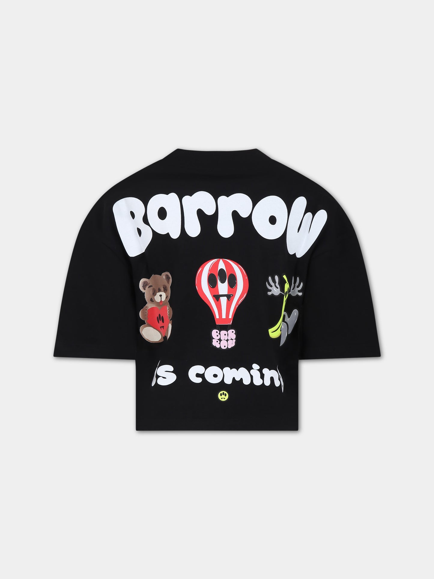 T-shirt nera per bambina con stampa multicolor,Barrow,F3BKJGTH078 110