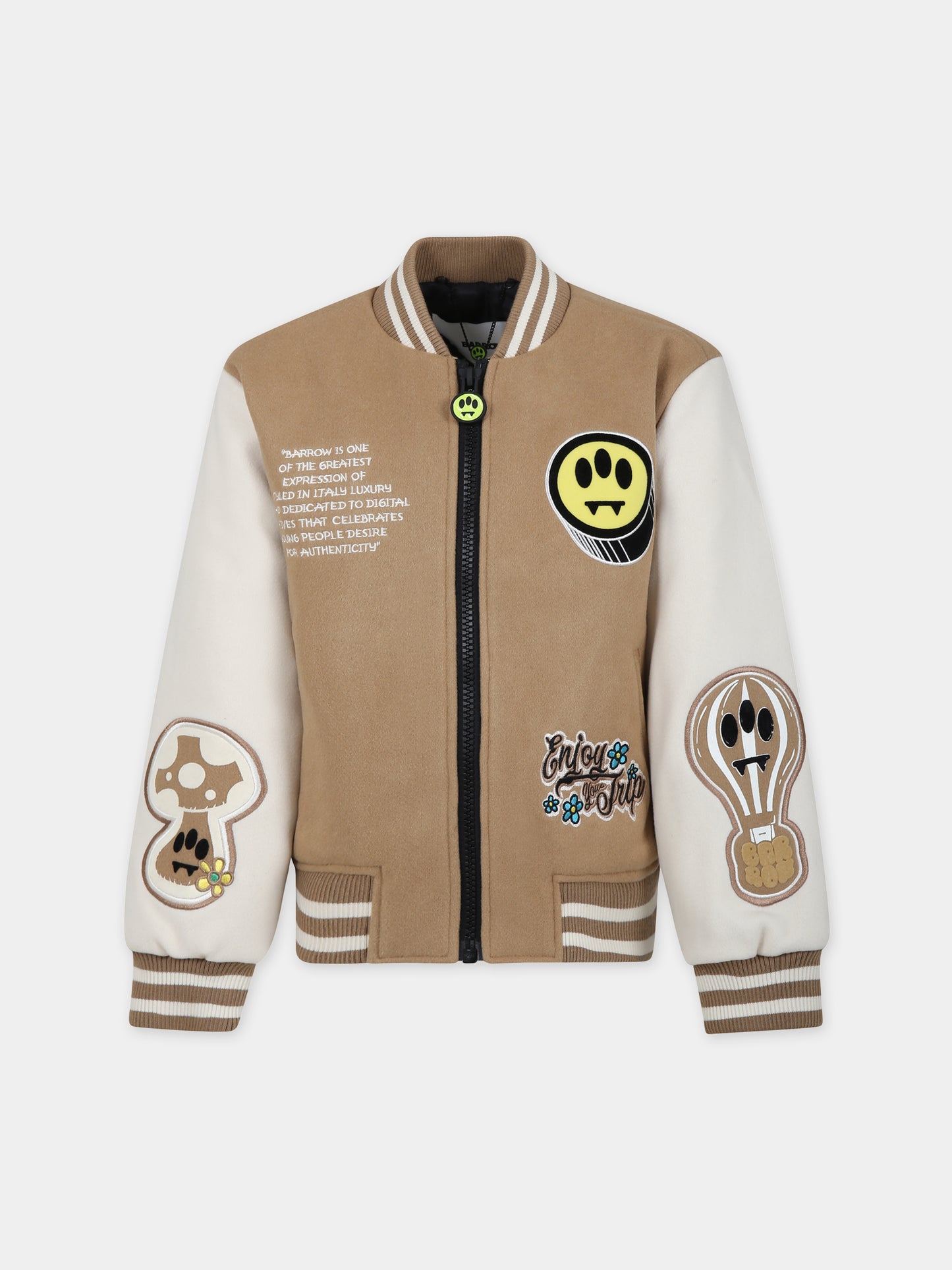 Bomber beige per bambini con logo,Barrow,F3BKJUBO034 BW016