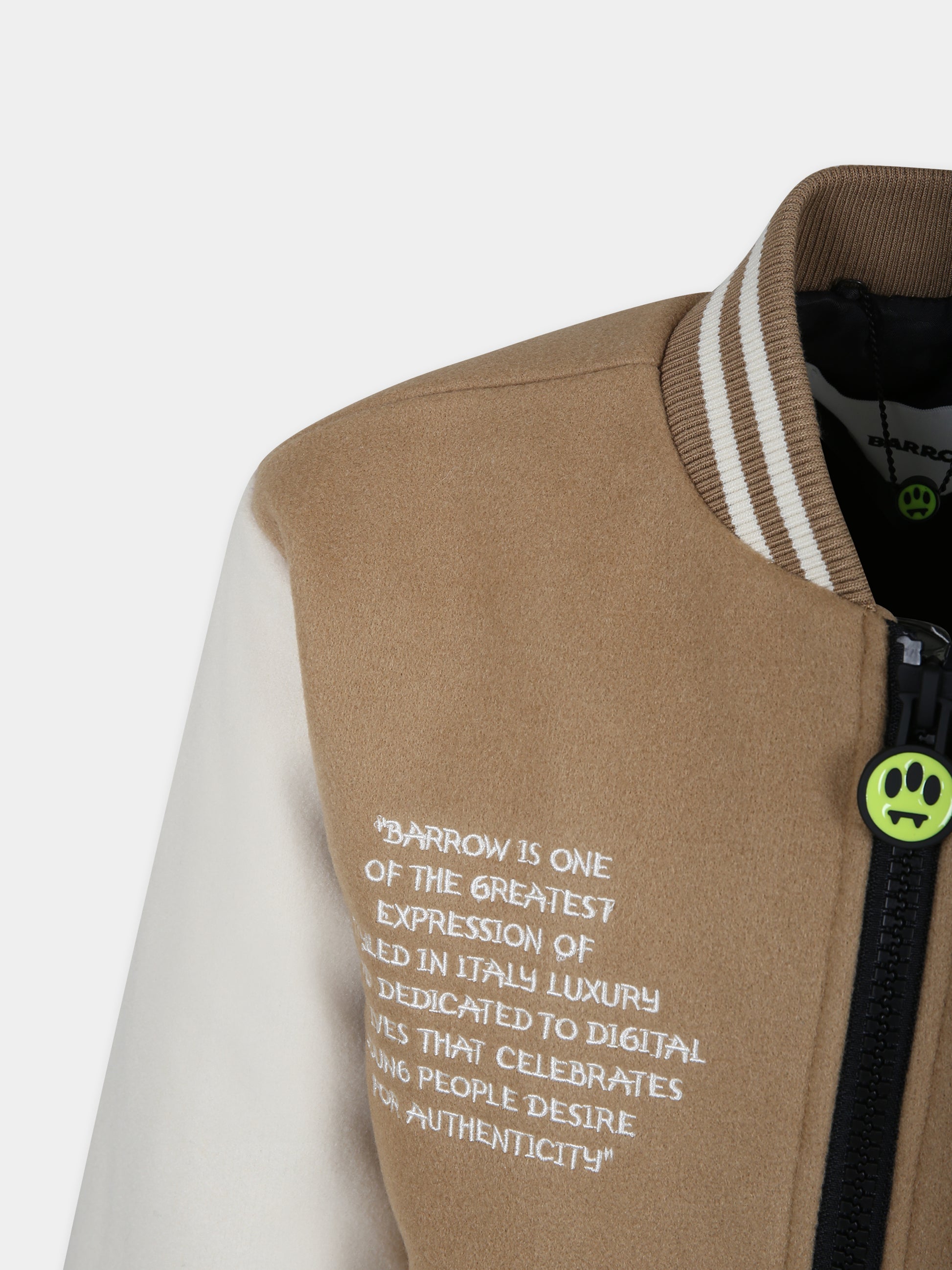 Bomber beige per bambini con logo,Barrow,F3BKJUBO034 BW016